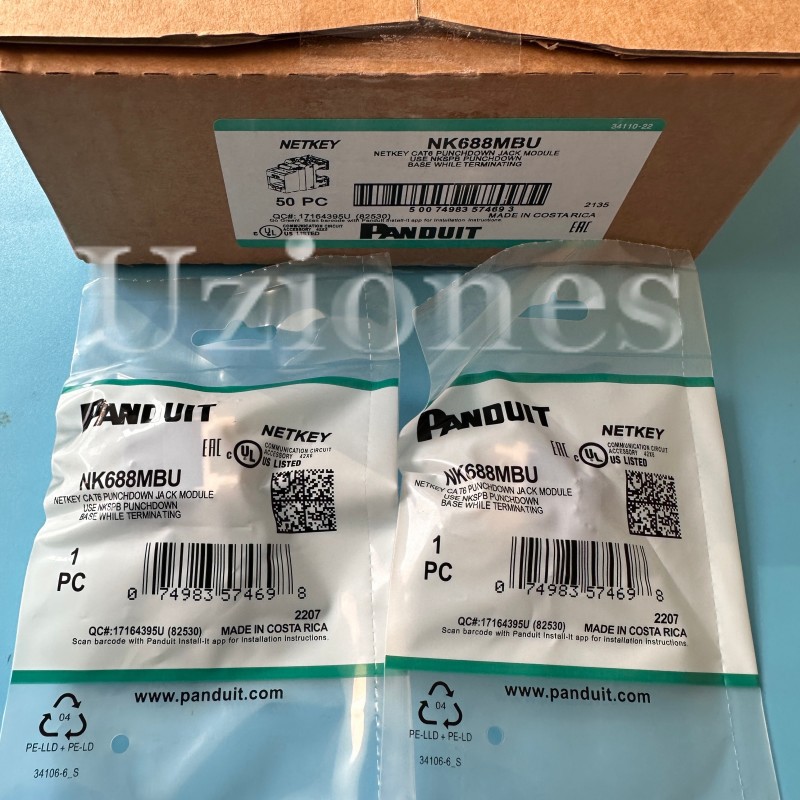 50PCS/Box For Panduit NK688MBU Cat6 Unshielded Keystone Network Jack Module Blue