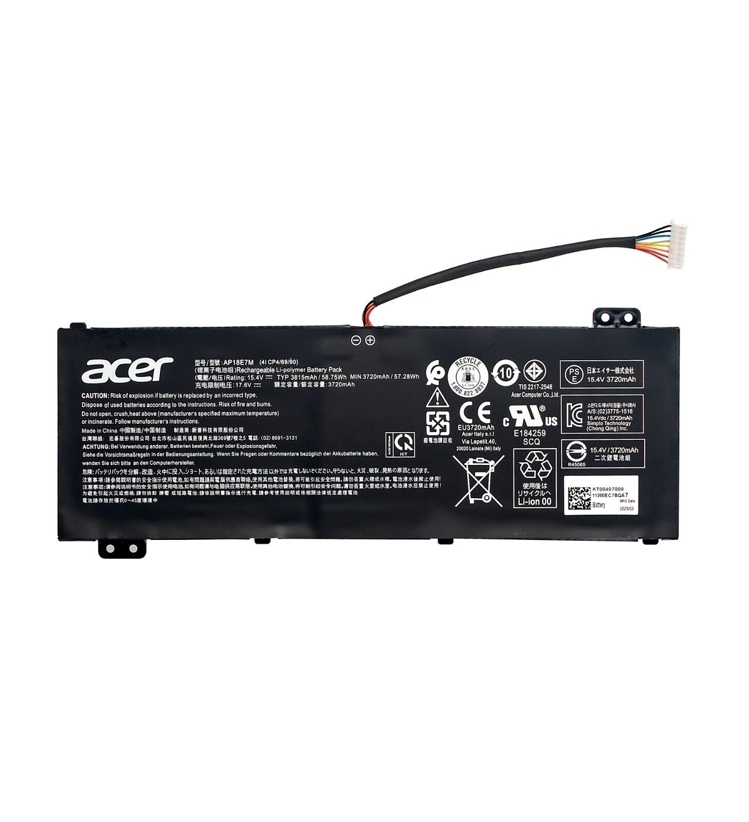 58.75W NEW OEM AP18E7M Battery for Acer Nitro 5 AN515-54 AN515-43 AN515-44 Serie