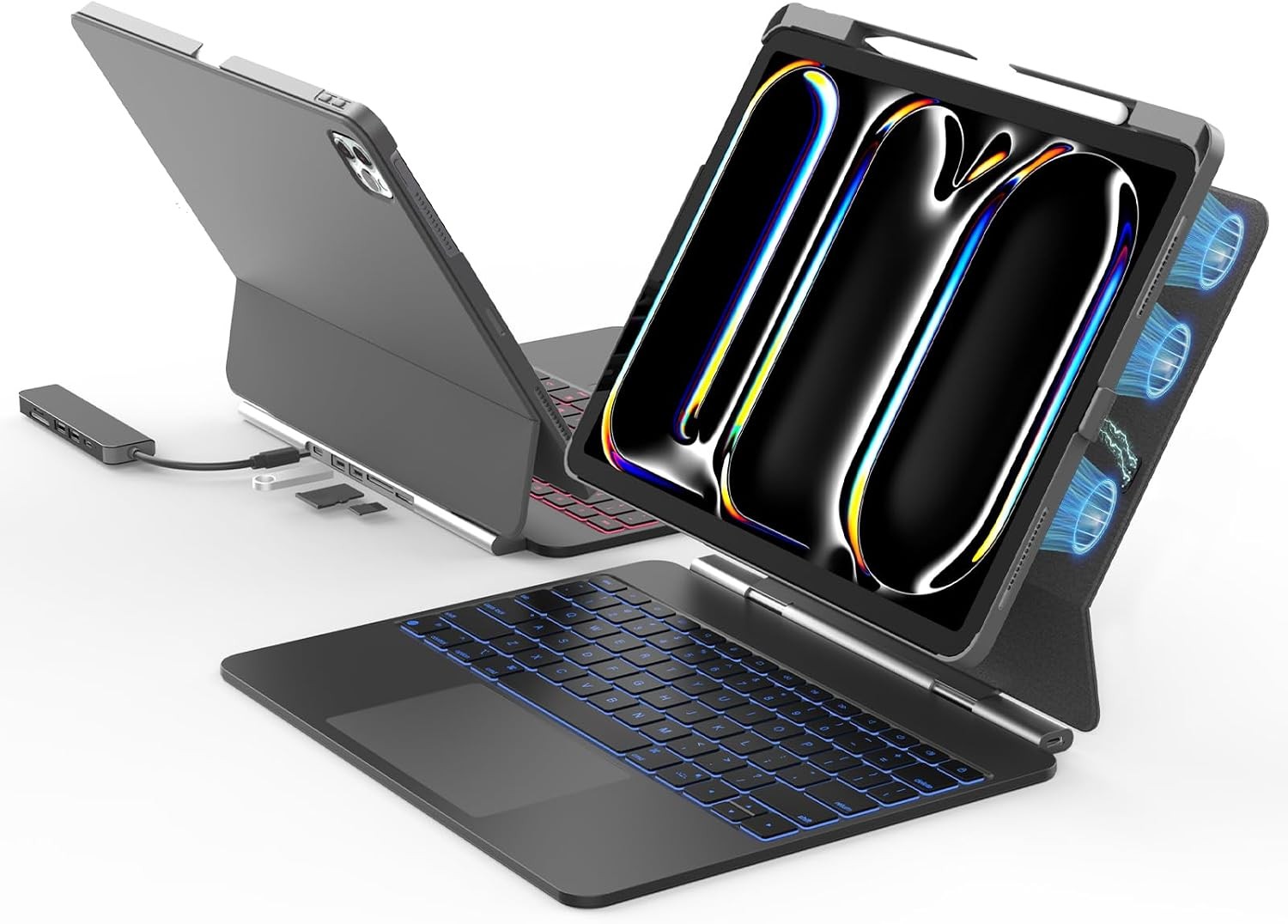 LAUDTEC Magnetic Keyboard Case with 5-in-1 Hub for iPad Pro & Air 13-inch