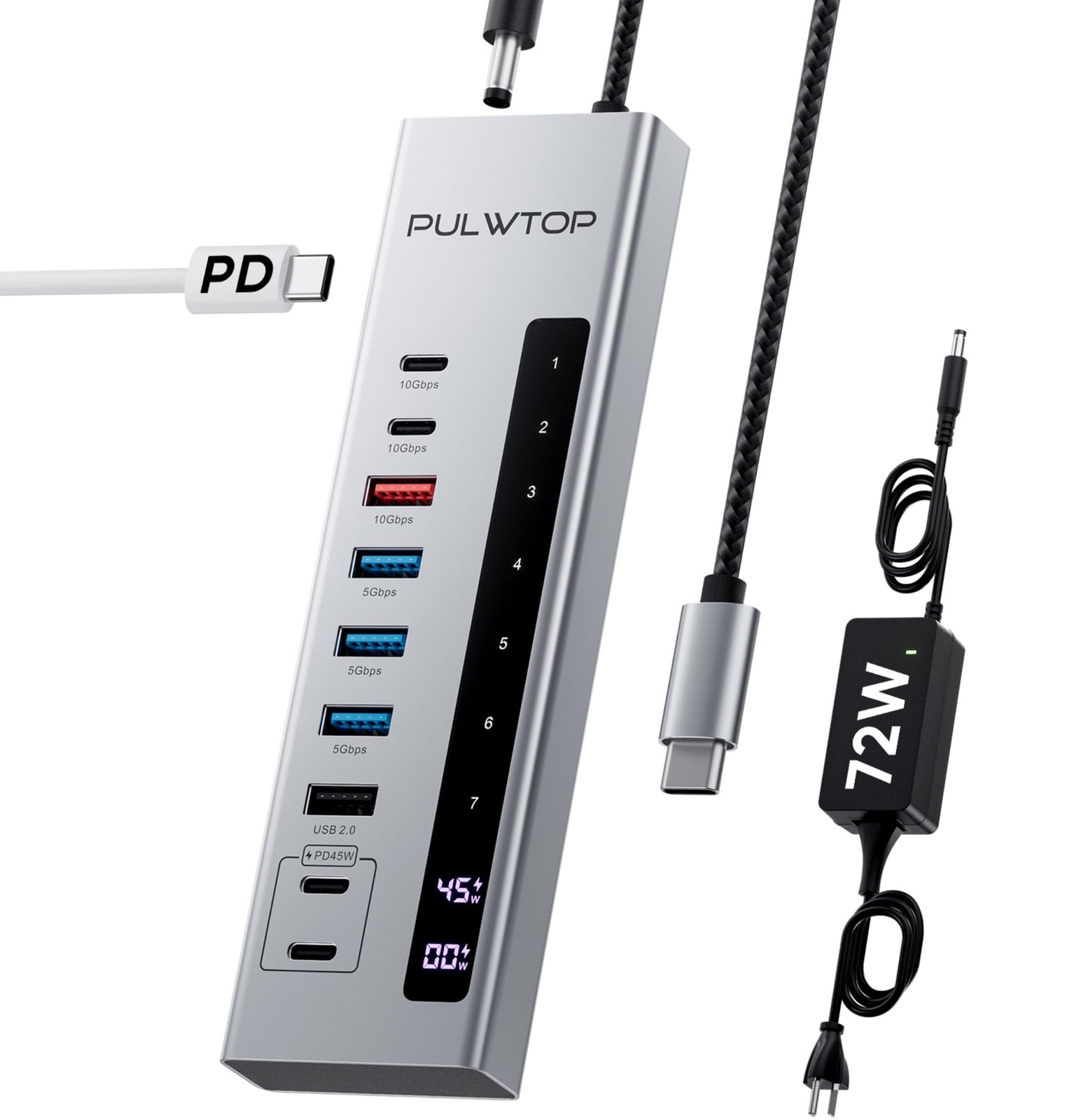 Powered USB C Hub, 10-in-1 USB 3.2 Data Hub with 3 x USB A/C 10Gbps, 3 x USBA...