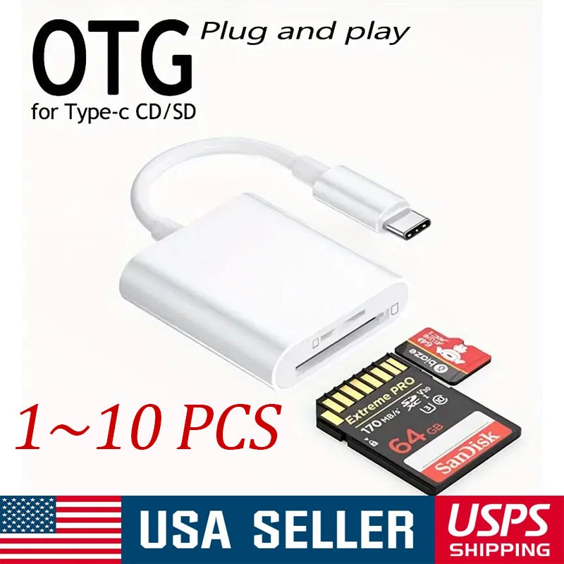 2in1 Micro SD/TF Dual Slot Memory Card Reader for iPhone iPad Camera Adapter LOT