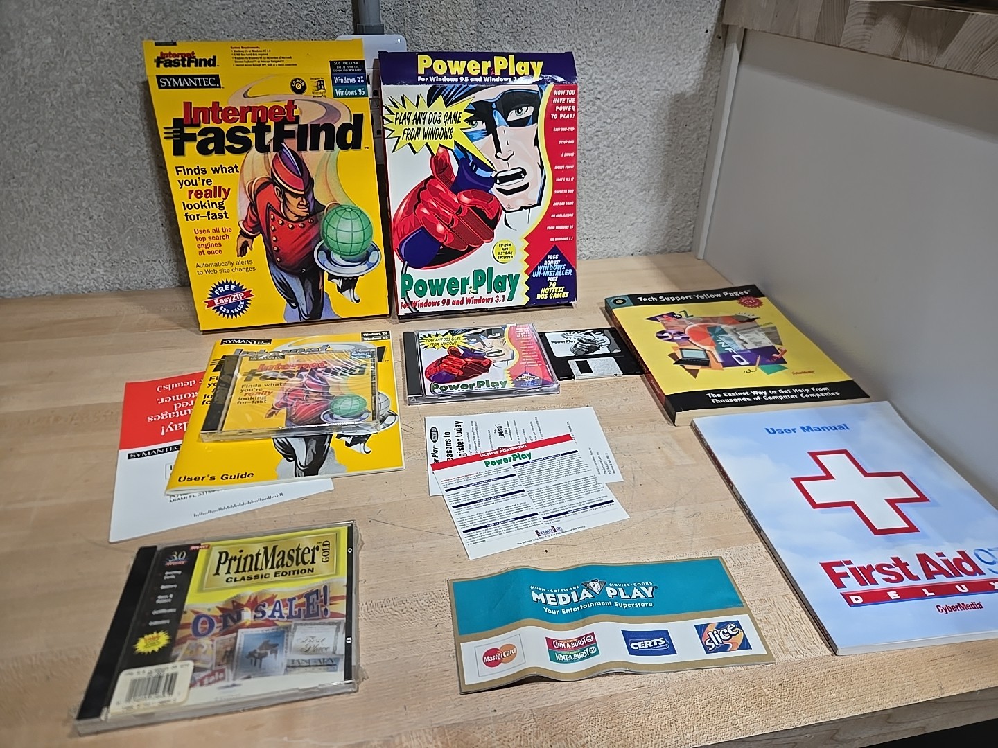 VINTAGE Lot SYMANTEC INTERNET FASTFIND Power Play 2 Print Master 90s Software PC