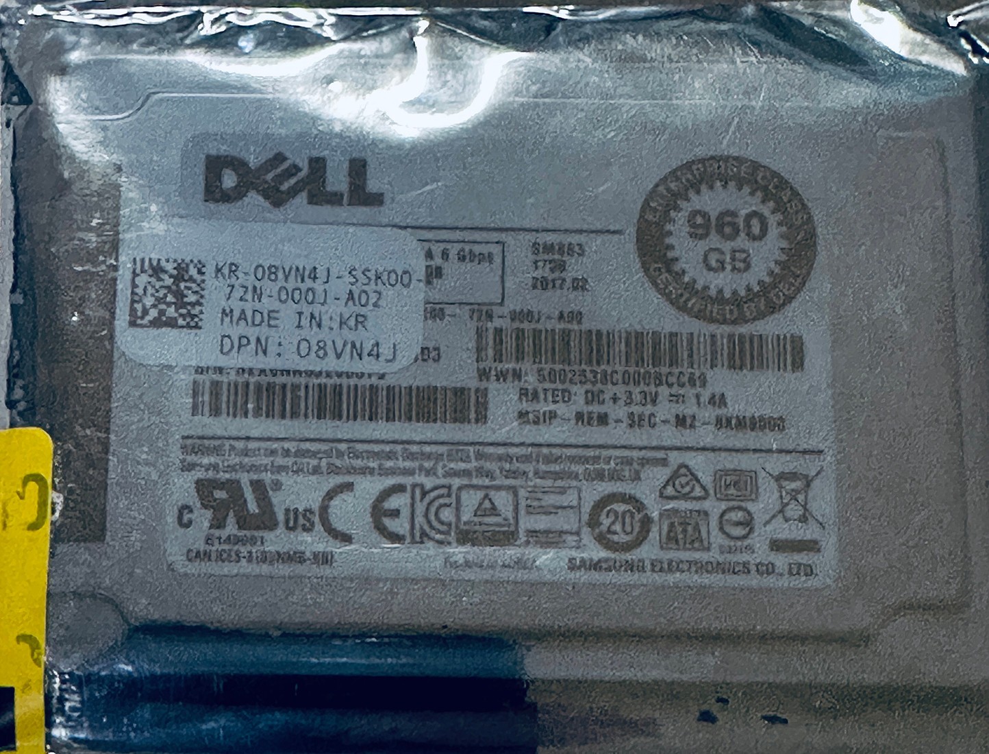 New Dell Enterprise 1.8" SSD 960GB Dell 8VN4J 08VN4J Samsung MZ-8KM960A SM863