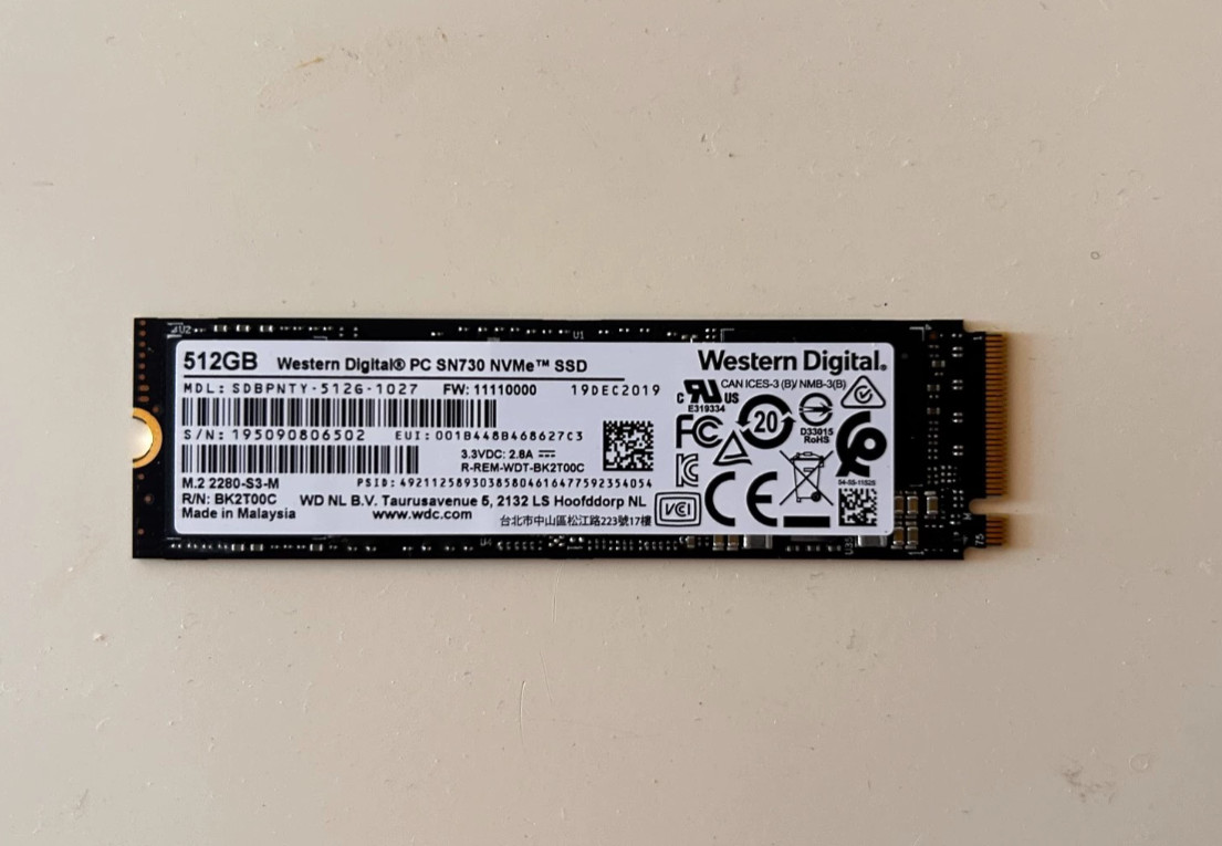 WD PC SN730 512GB M.2 NVMe PCI‑E 3.0 x4 2280 Internal Laptop SSD Drive