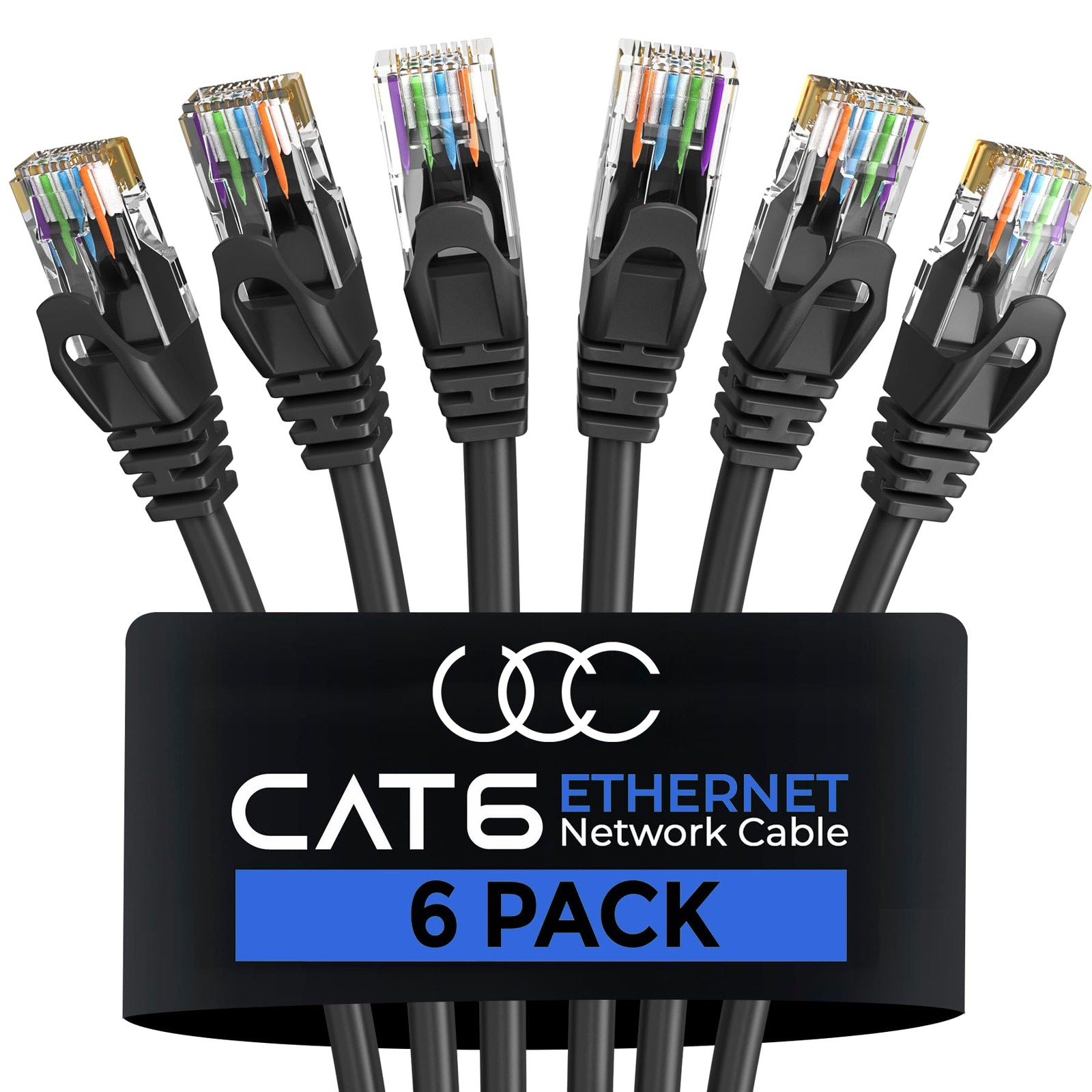 Cat 6 Ethernet Cable 15 Feet 6 Pack, Cat6 RJ45 Ethernet Patch Cables, High-Sp...