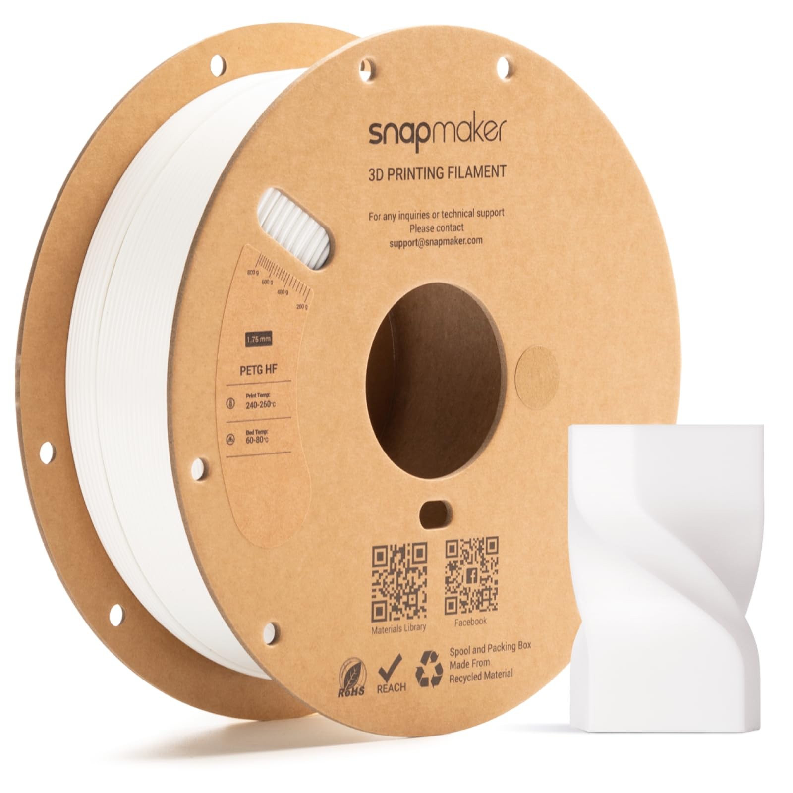 Snapmaker PETG Filament 1.75mm,PETG HF 3D Printer Filament 1kg(2.2lbs) | High...