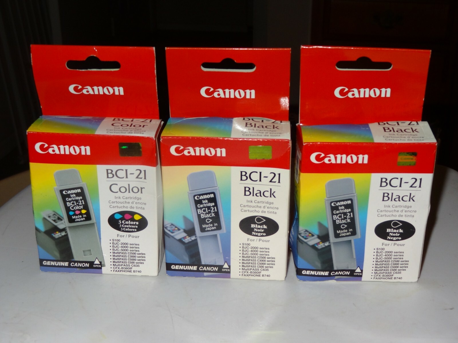 NEW CANON LOT OF 3 - BC1-21 Black and BC1-21 Color - Factory Sealed