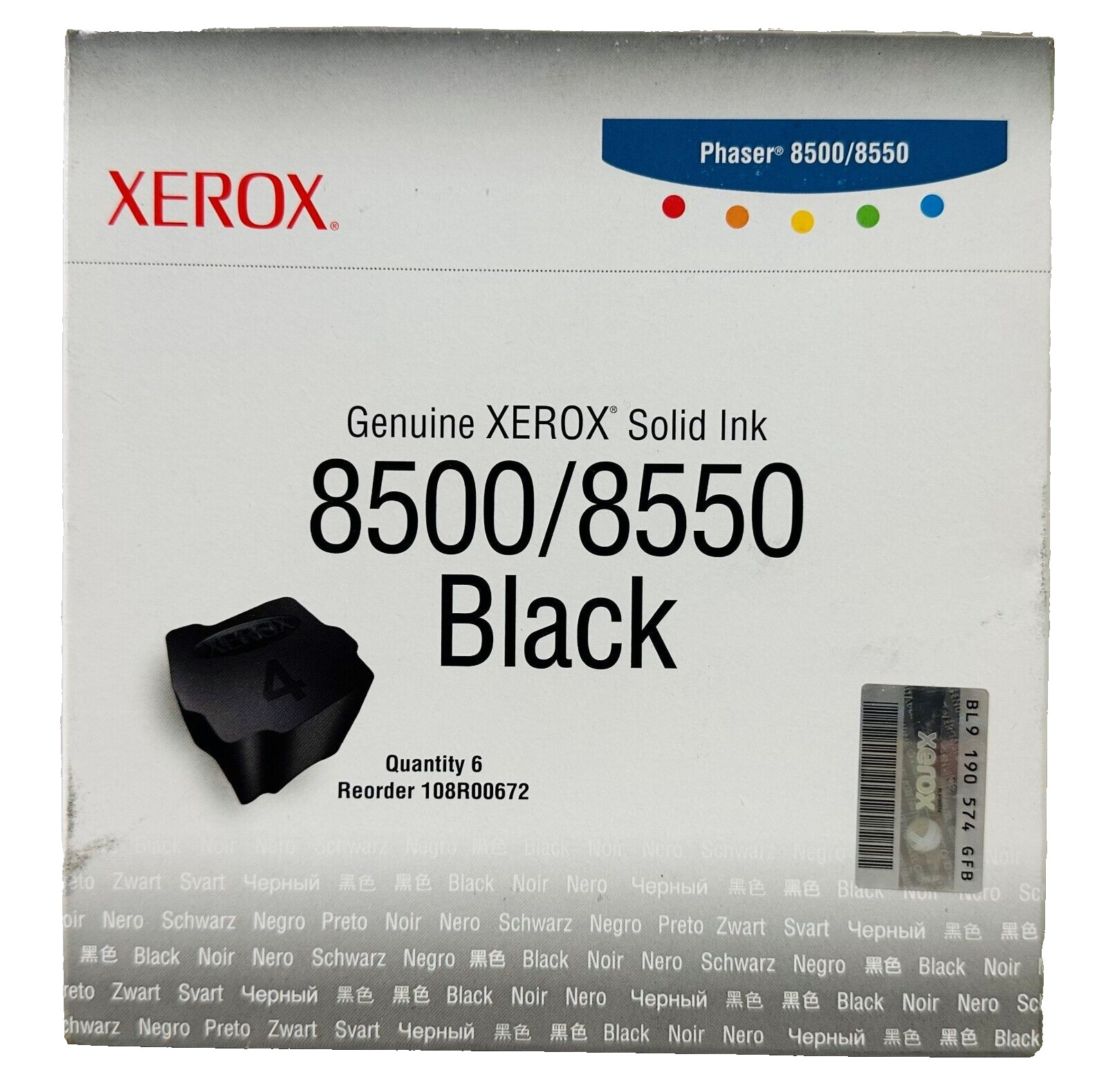 New Genuine Xerox 8500 8550 Black Solid Ink Cartridges In Box