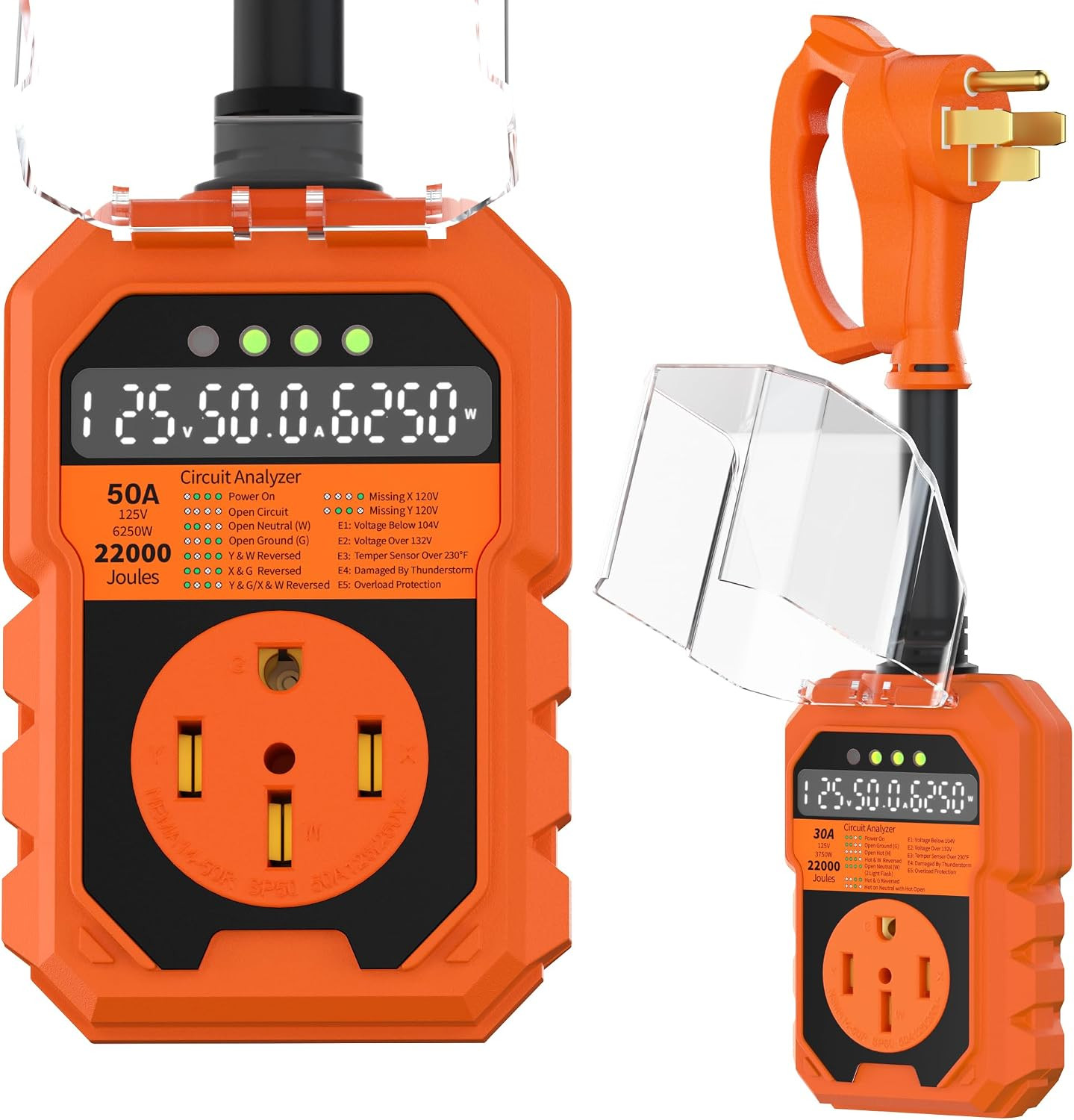 22000J RV Surge Protector 50 Amp with Auto Shutoff & Reset, LED Display Real-Tim