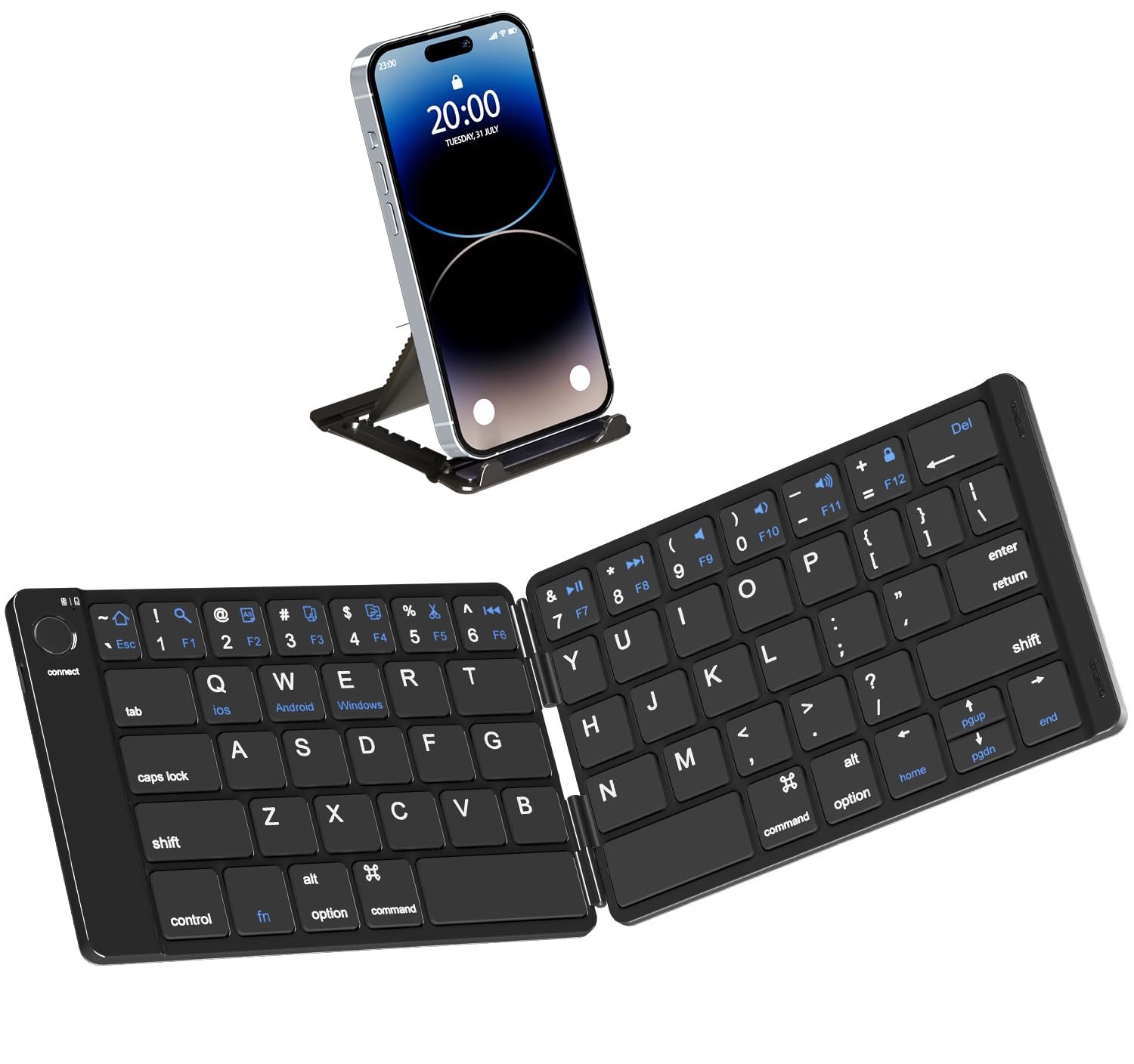 Foldable Bluetooth Keyboard,Portable Wireless Keyboard,Rechargeable,Full Size...