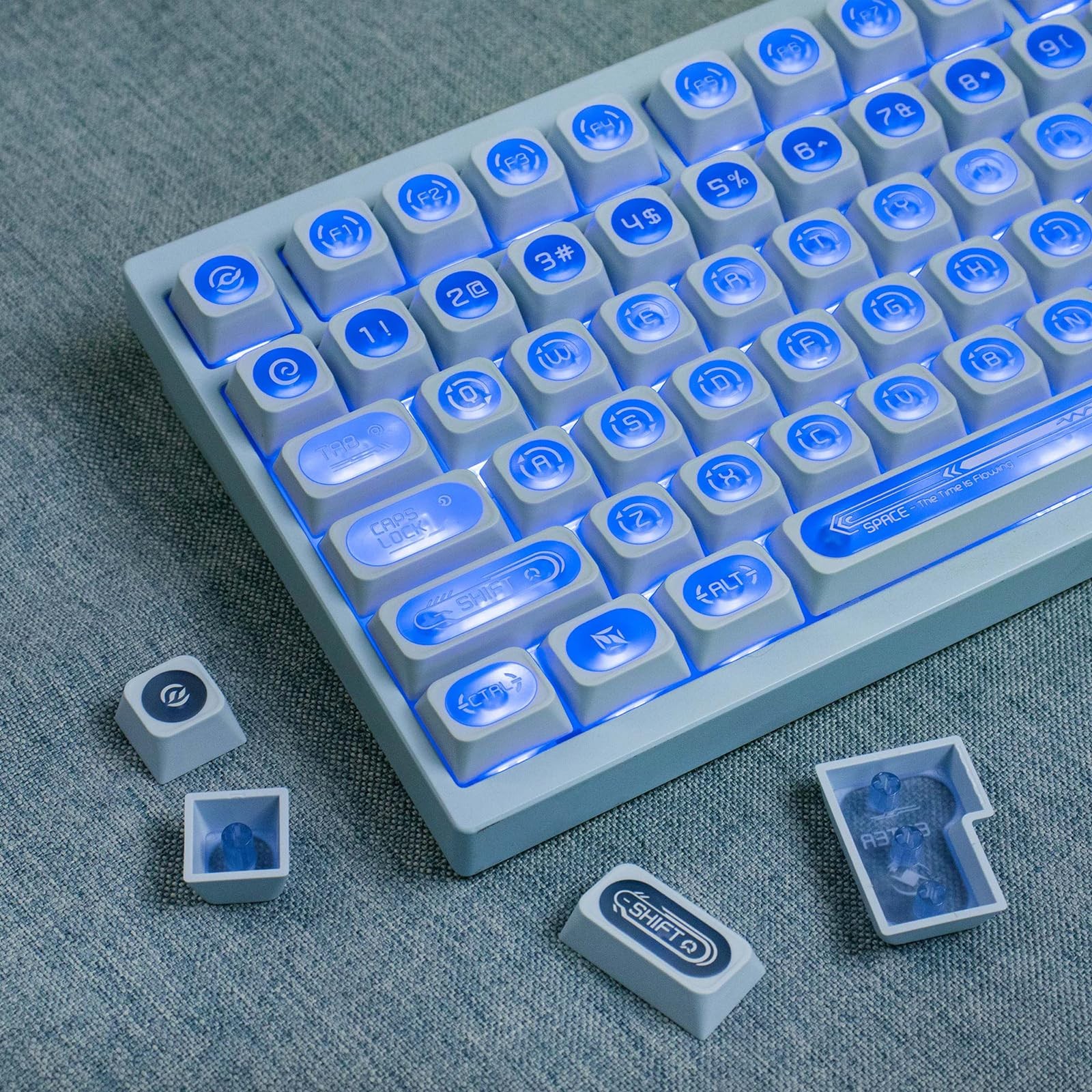136 Keys PBT Keycaps Cherry Profile Shine Through Set Fit Mechanical Keyboard
