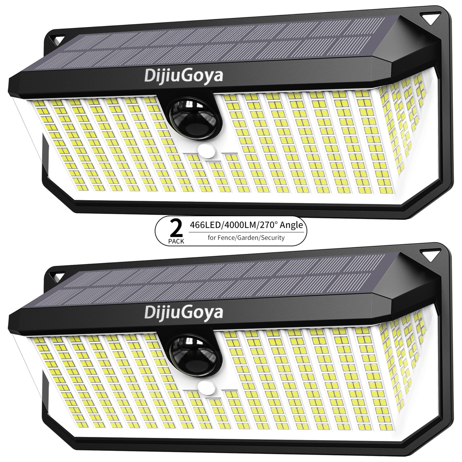 466 LEDs Solar Lights Outdoor with Motion Sensor, 2-Pack Black-2