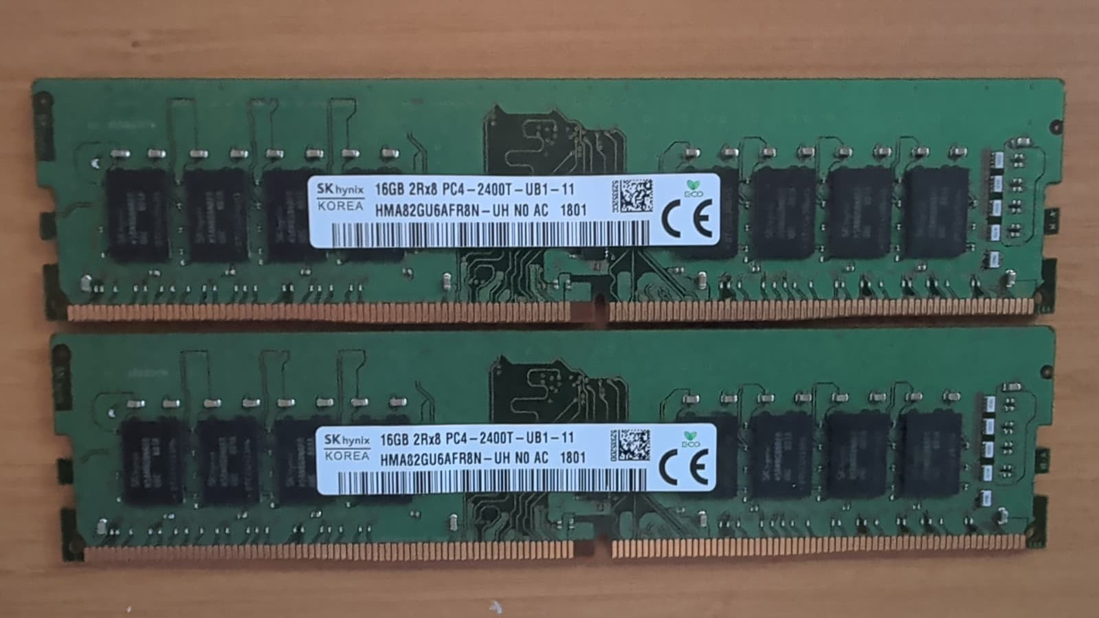 Lot of 2 SK HYNIX HMA82GU6AFR8N-UH (32) 16GB DDR4 2Rx8 PC4-2400T-UB1 NON-ECC RAM