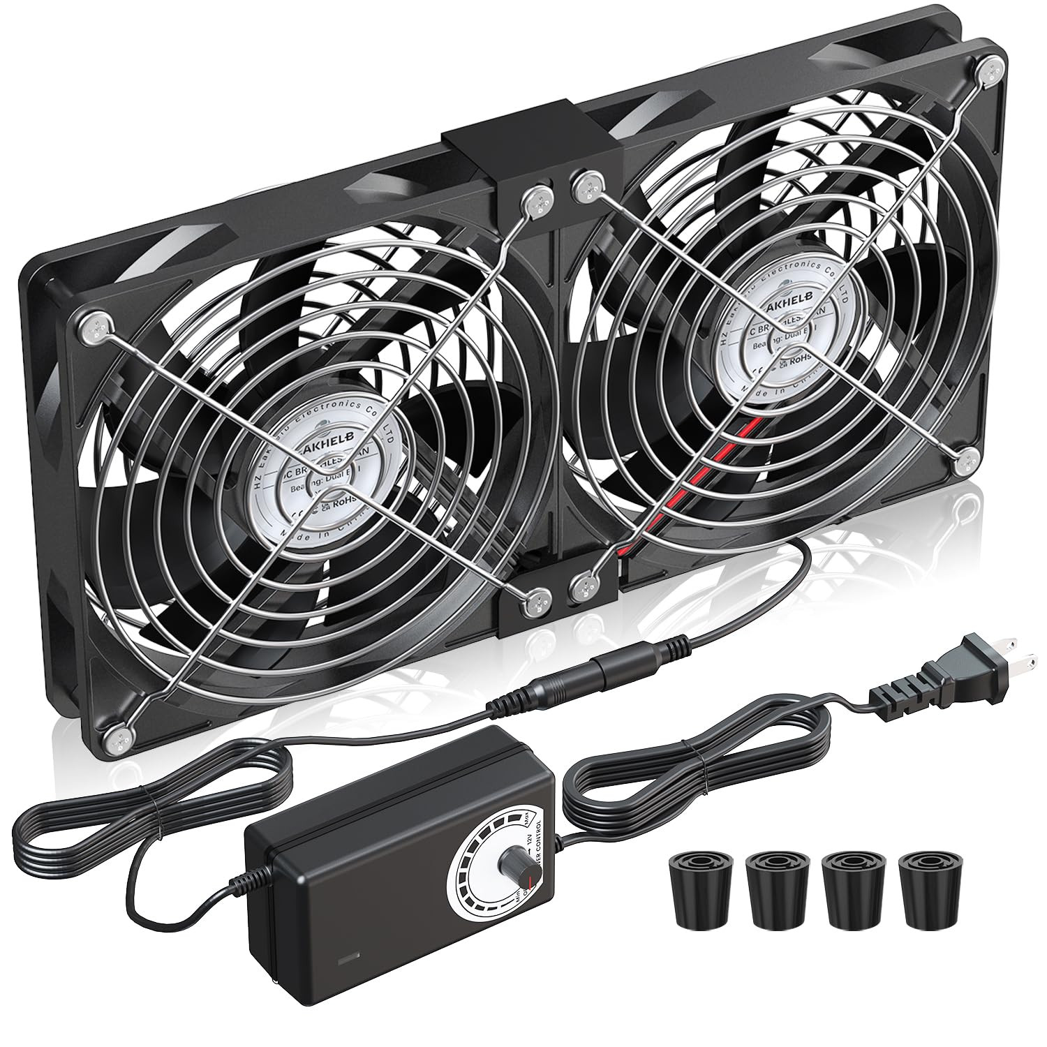 2 X 120Mm 240Mm Computer Fan with AC Plug 110V/220V to DC 12V Power Supply