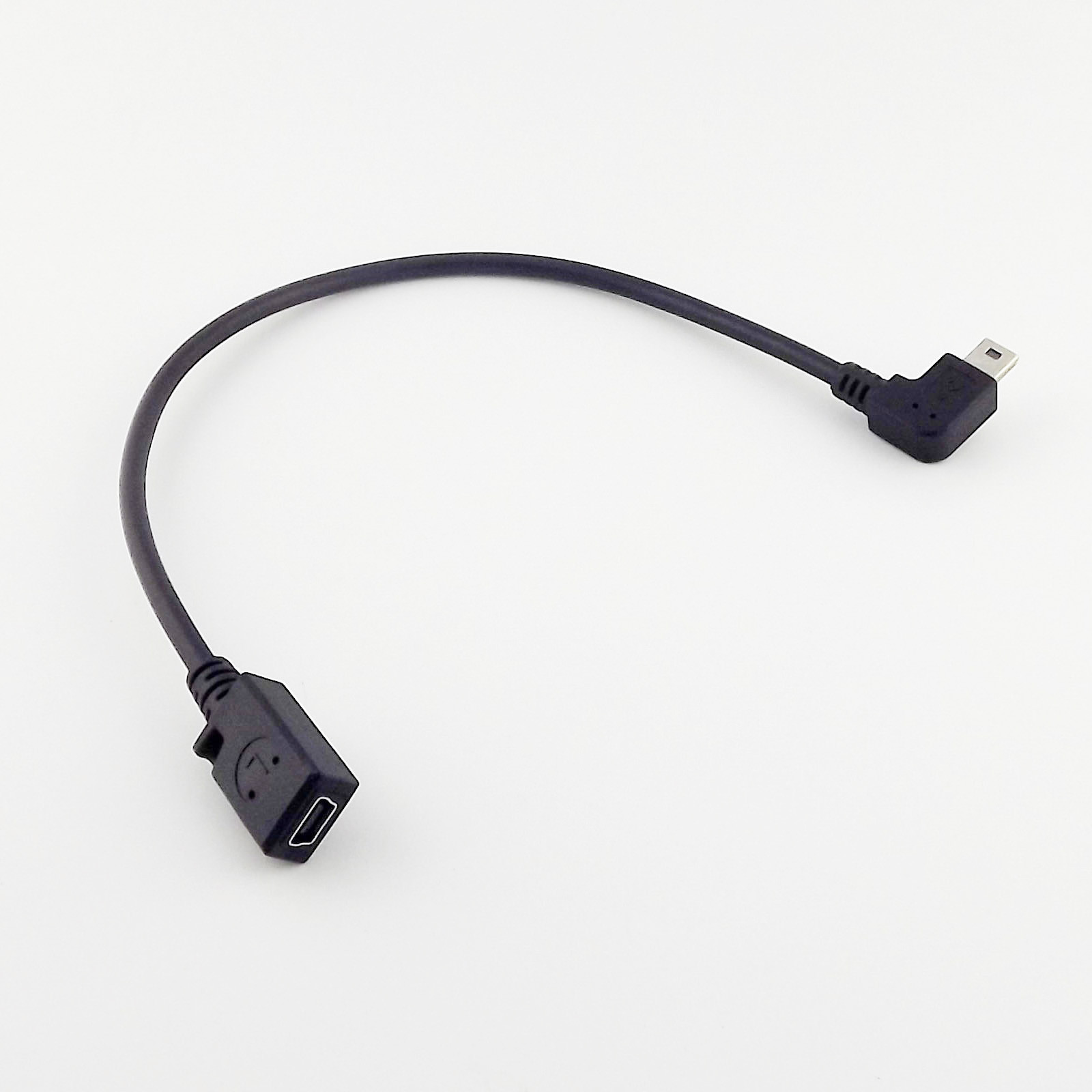 1pcs GPS Mini 5 Pin USB Male To Female Left Angle Data Charge Adapter Cable Cord