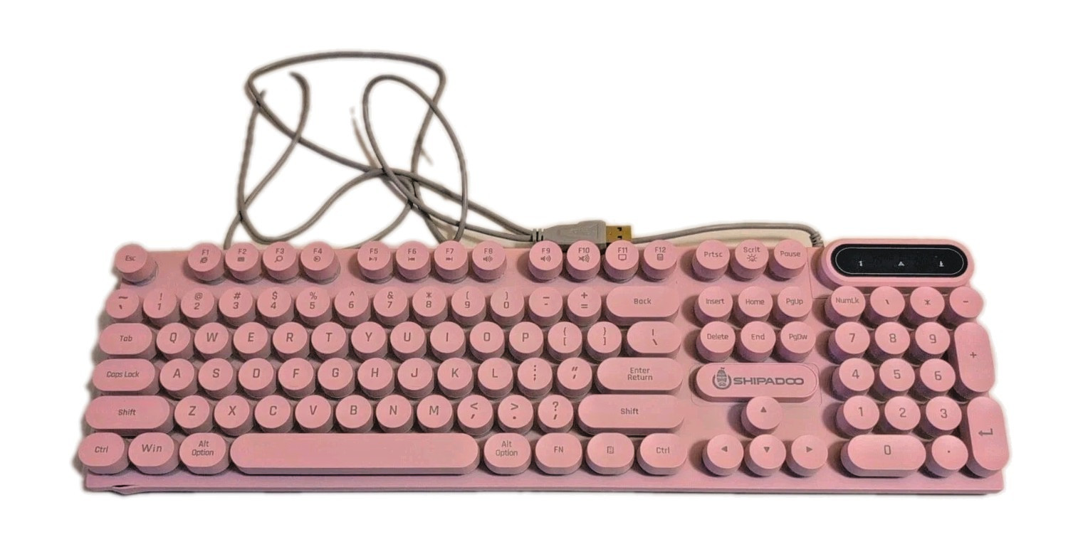 Pink Retro Mechanical Keyboard and Mouse. Typewriter Style AS IS - UNTESTED
