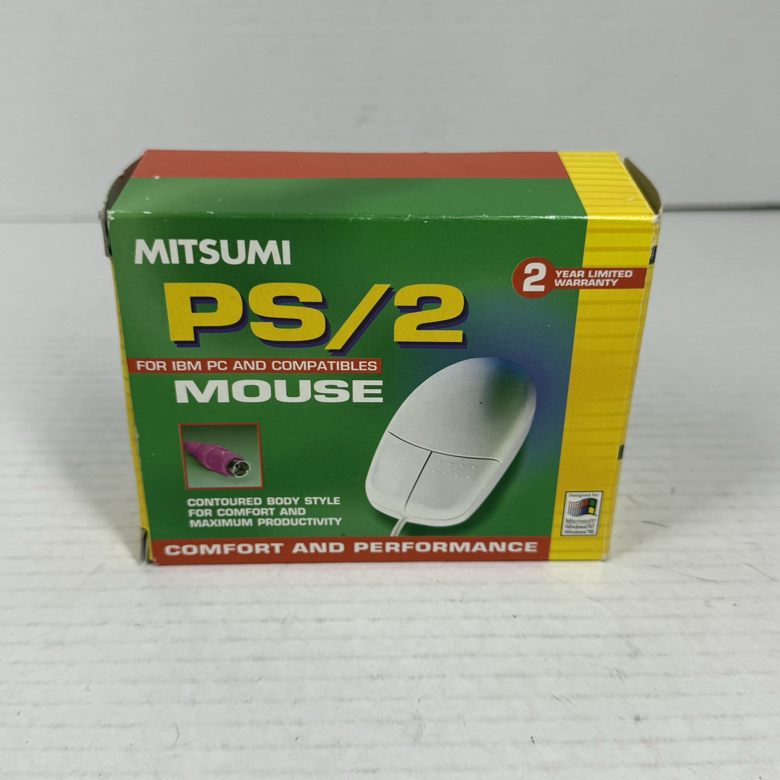 Vintage Mitsumi 2-Button Mechanical Ball Mouse ECM-S3902 PS/2