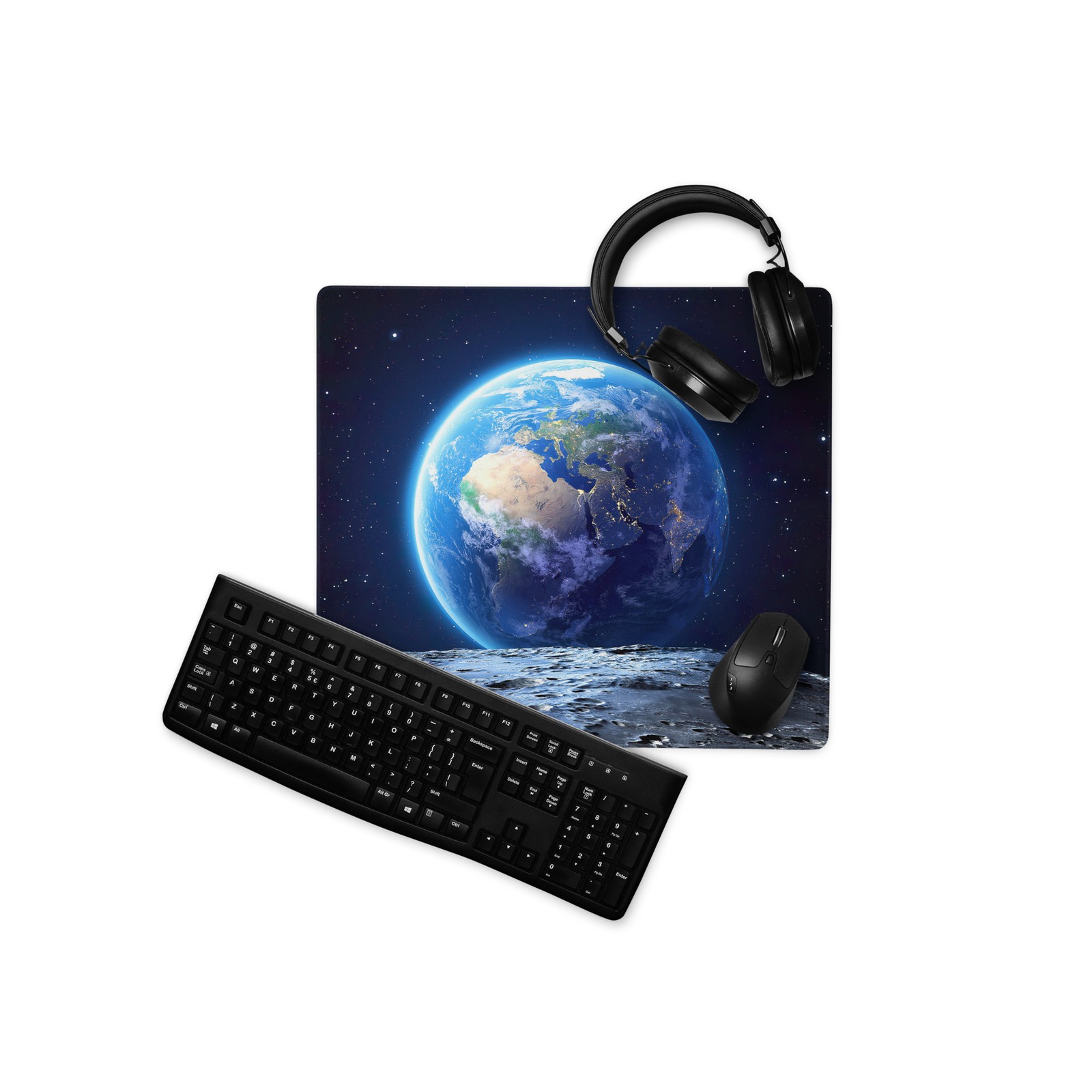 Earth and Moon — Gaming Mouse Pad. Space Desk Mat, Cosmic Office Decor,Astronomy