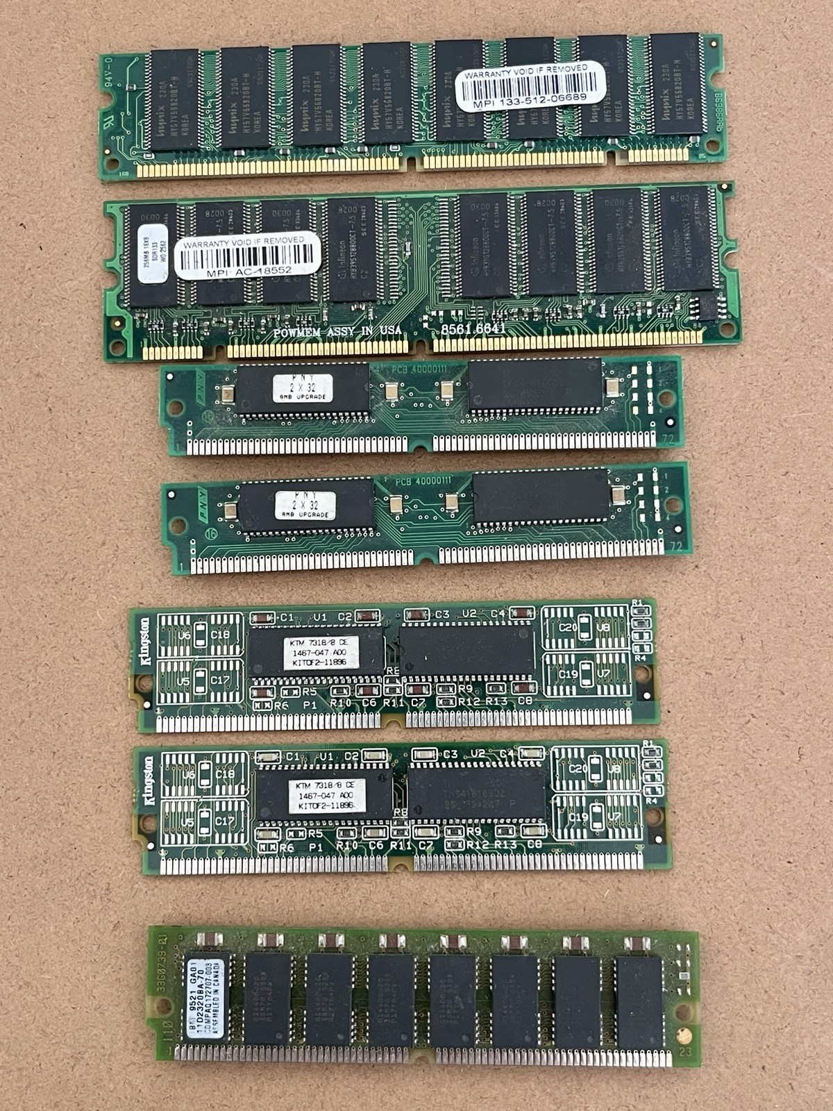 Vintage Computer RAM Lot 72-Pin SIMM SDRAM Kingston KTM 7318 PNY Compaq Scrap