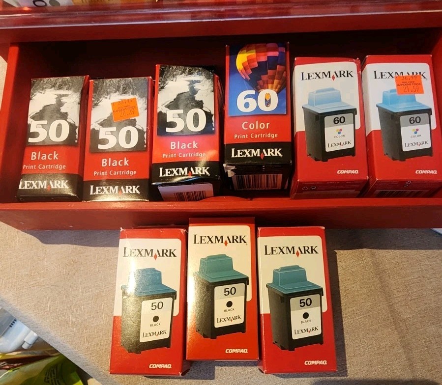 Lot-9 Lexmark 50/60 Ink Cartridges NOS P700,P3100,Z12,Z22 Z32 Z700 SERIES SEALED