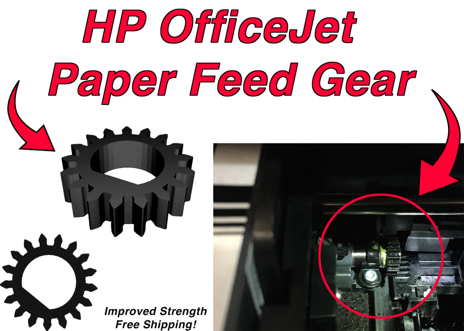 BCH Paper Feed Gear (PFG) for HP OfficeJet Pro For All 6200, 6800, 6900 Models
