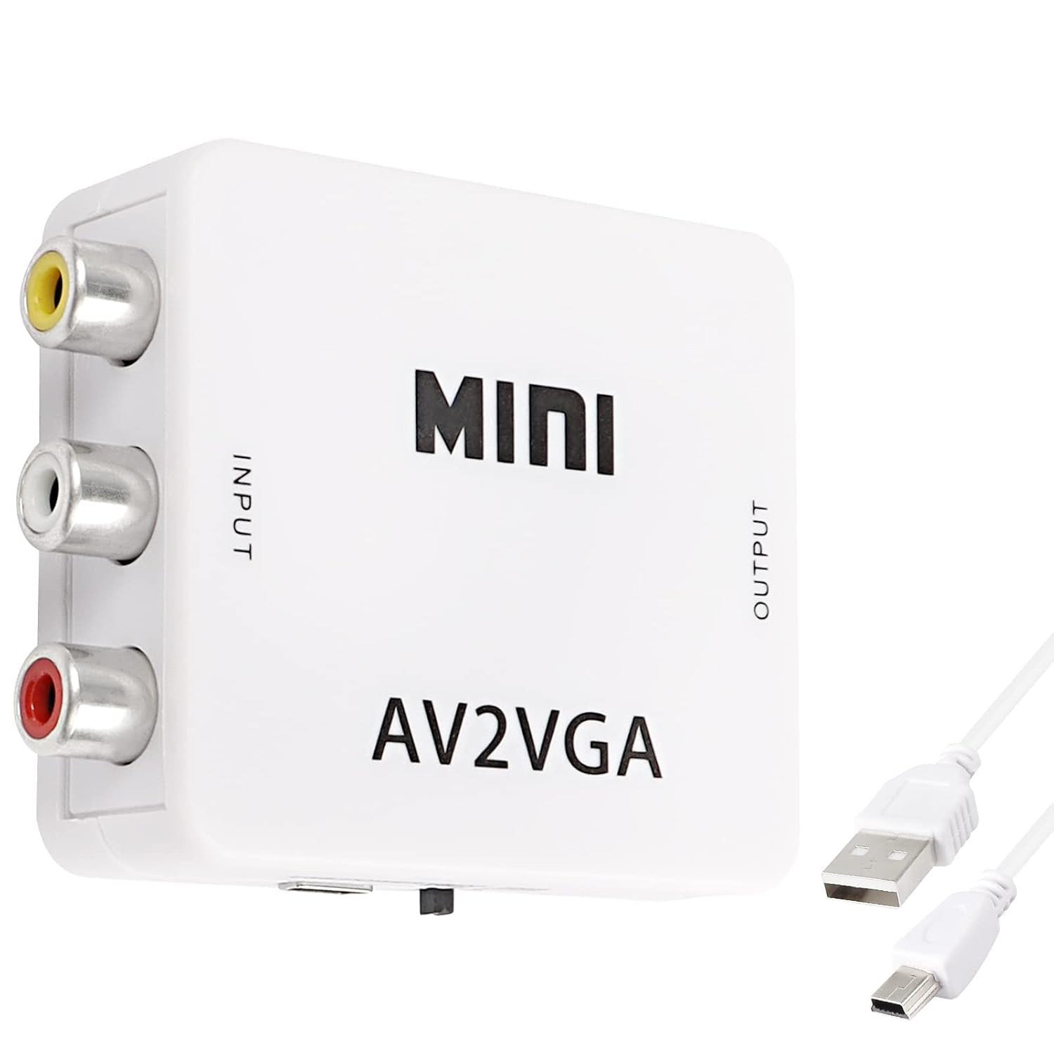 AV RCA to VGA Adapter Audio Video Converter | Composite AV to VGA +3.5Mm TV Vide