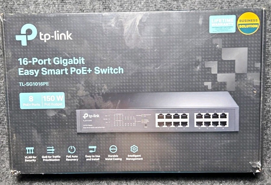 TP-LINK TL-SG1016PE Easy Smart Managed 16-Port Gigabit PoE+ 150W Rack