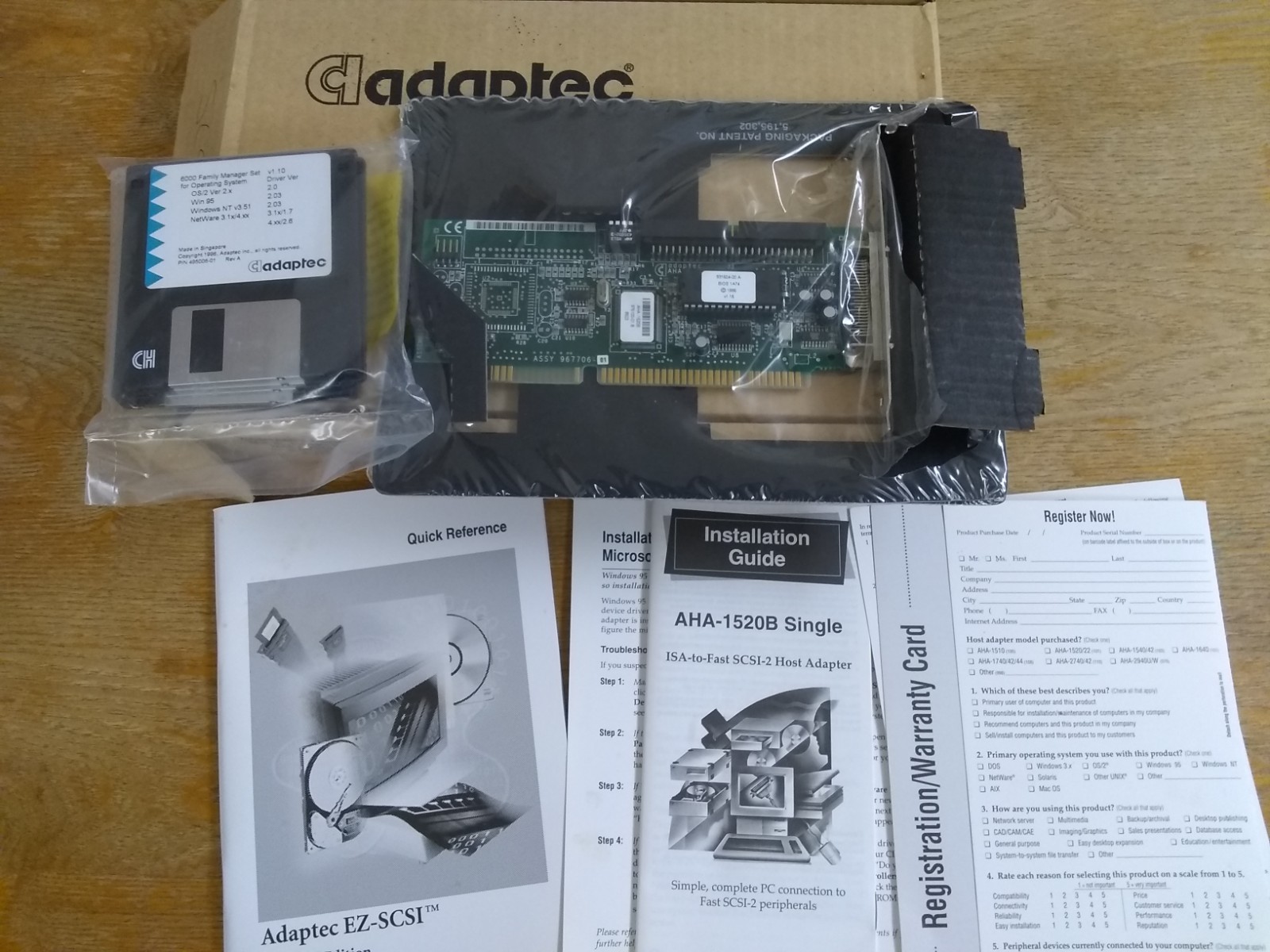 Adaptec AHA-1520B SCSI Controller, NEW IN BOX, 16-Bit ISA Host Bus Adapter