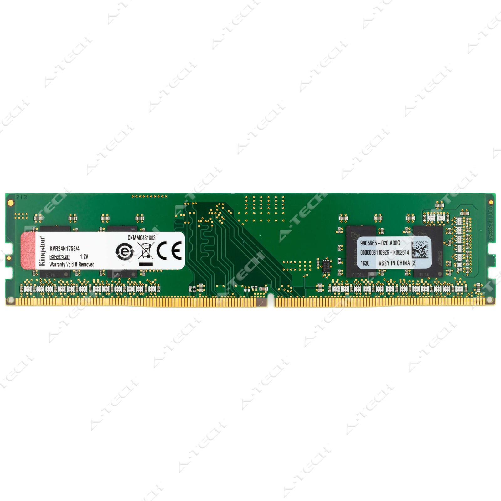 Kingston 4GB DDR4 2400MHz PC4-19200 1Rx16 DIMM Desktop Memory RAM (KVR24N17S6/4)
