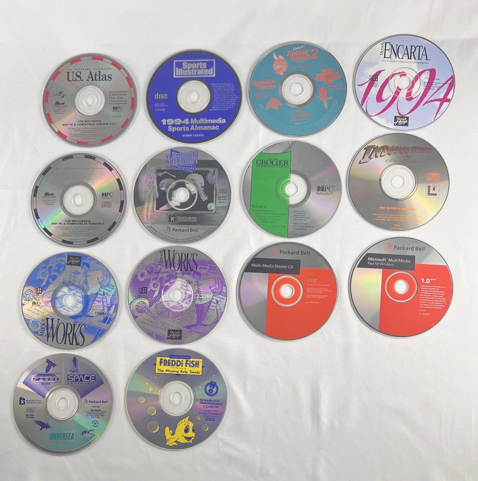 Vintage 90s PC CD-ROM Software & Game Lot (14 Discs) Packard Bell OEM Bundle