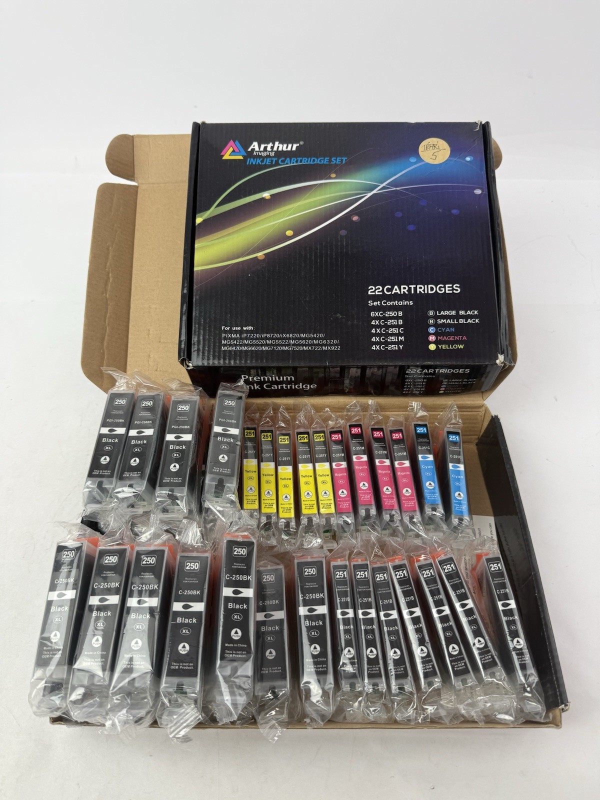 Arthur Imaging Inkjet Cartridge Set 38 PIXMA C-250BK, C-251B, C-251M, C-251Y