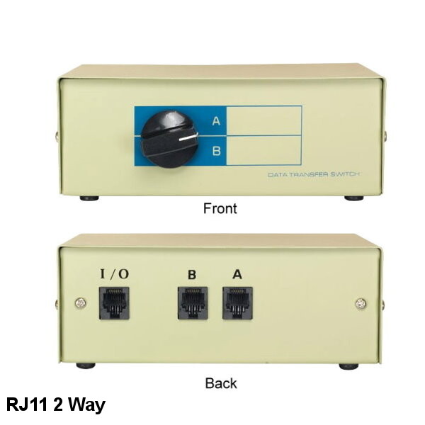 Kentek RJ11 Manual Data Switch 2 Way Rotary Dail Type 11P Telephone Modem Fax AB