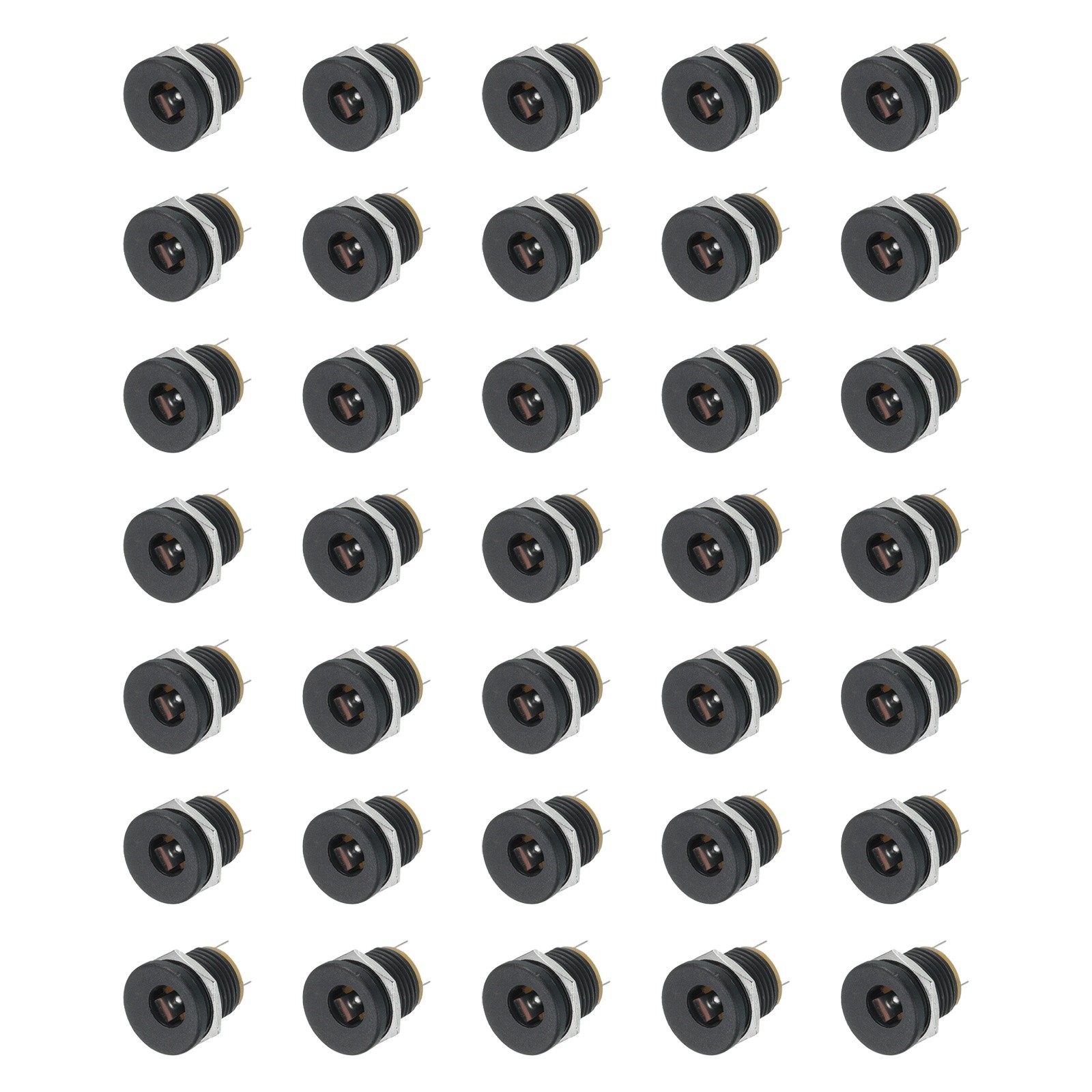 40pcs DC5521 Power Jack, 30V 0.5A 18x14x14mm 3 Pin with Nut Washer, Black
