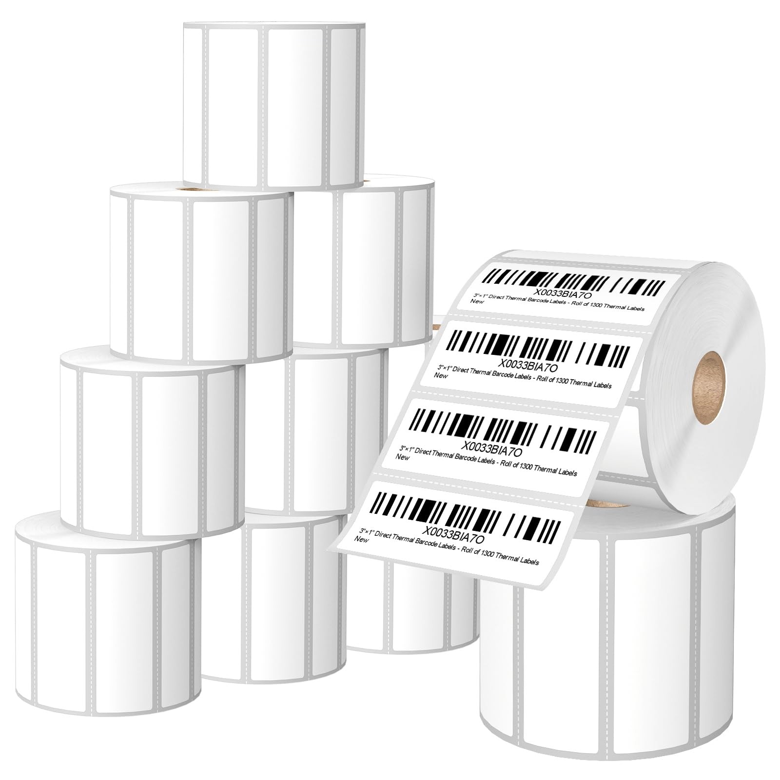 12 Rolls 3"x1" Direct Thermal Labels 1300/Roll for Zebra Rollo Printer