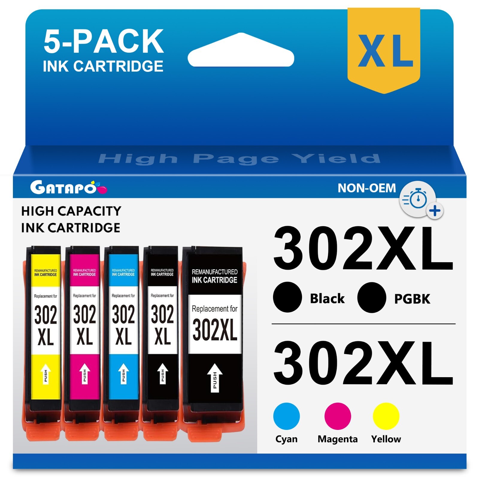 5-Pack 302XL T302XL Ink For Epson Expression Premium XP-6000 XP-6100