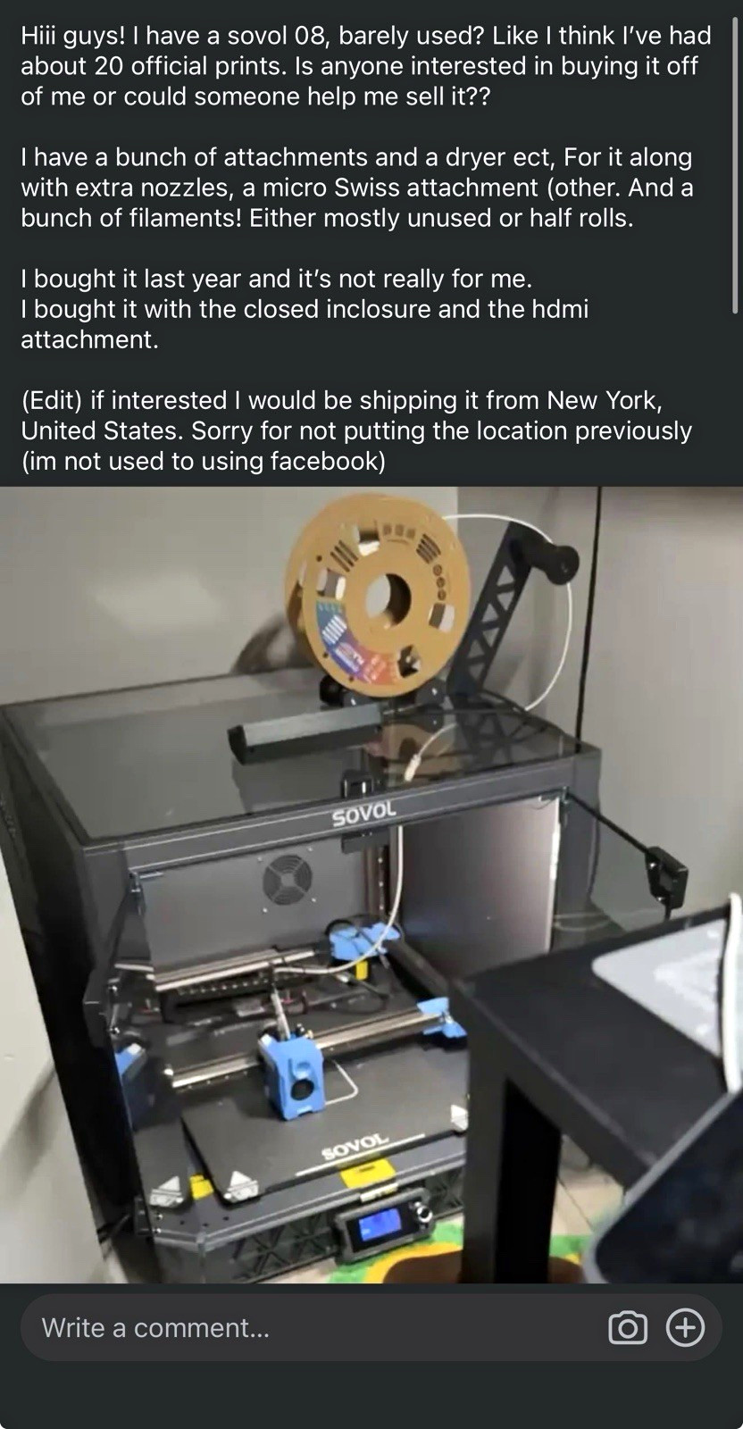Sovol SV08 Enclosed 3D Printer with Filament Spool Included, Sovol-Branded
