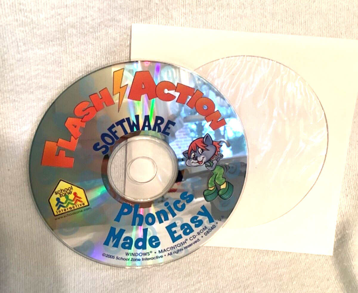 CD ROM Flash Action Software Phonics Made Easy WIN/MAC Children Learning - R