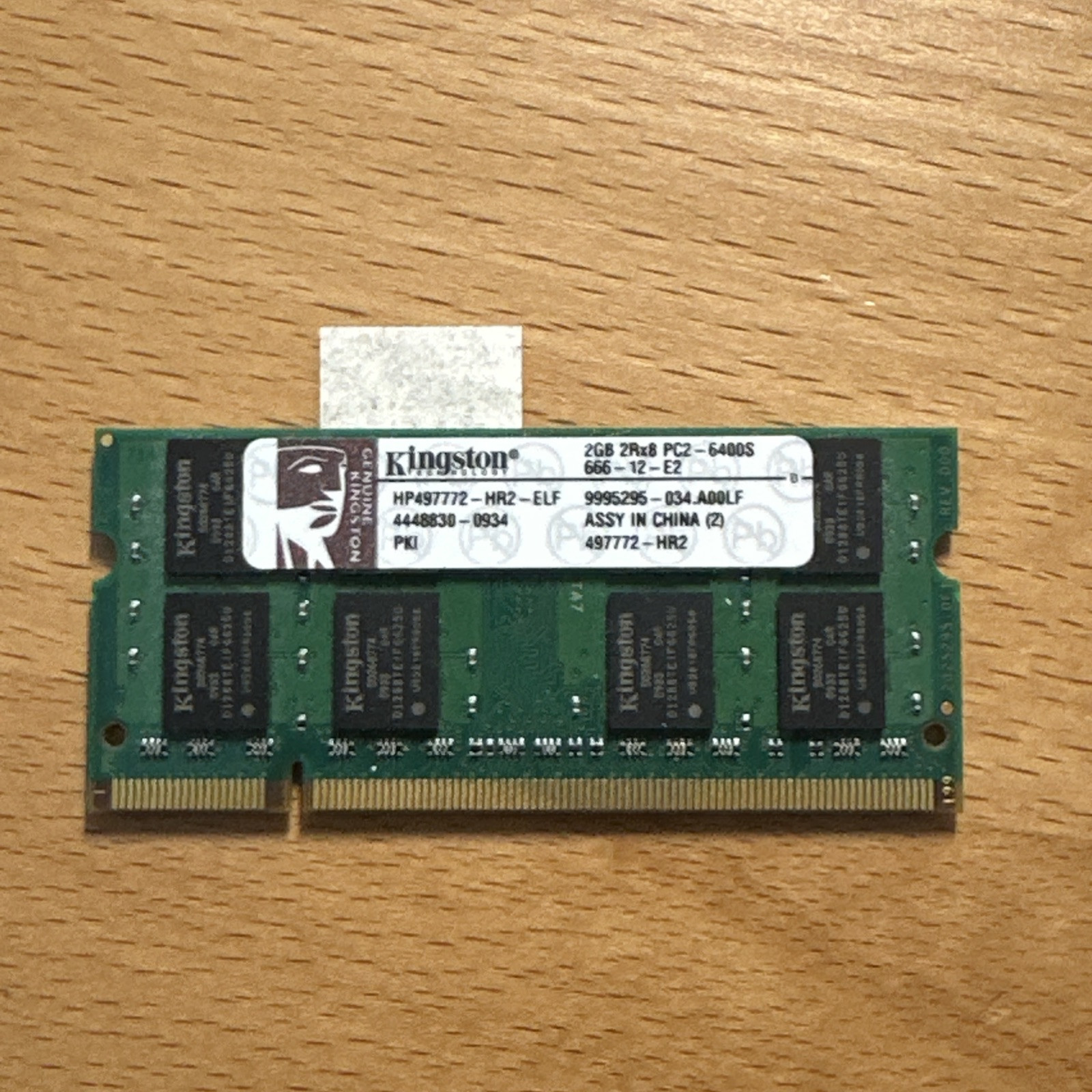 RAM Memory 2GB PC2-6400s DDR2 Kingston 497772-HR2-ELF
