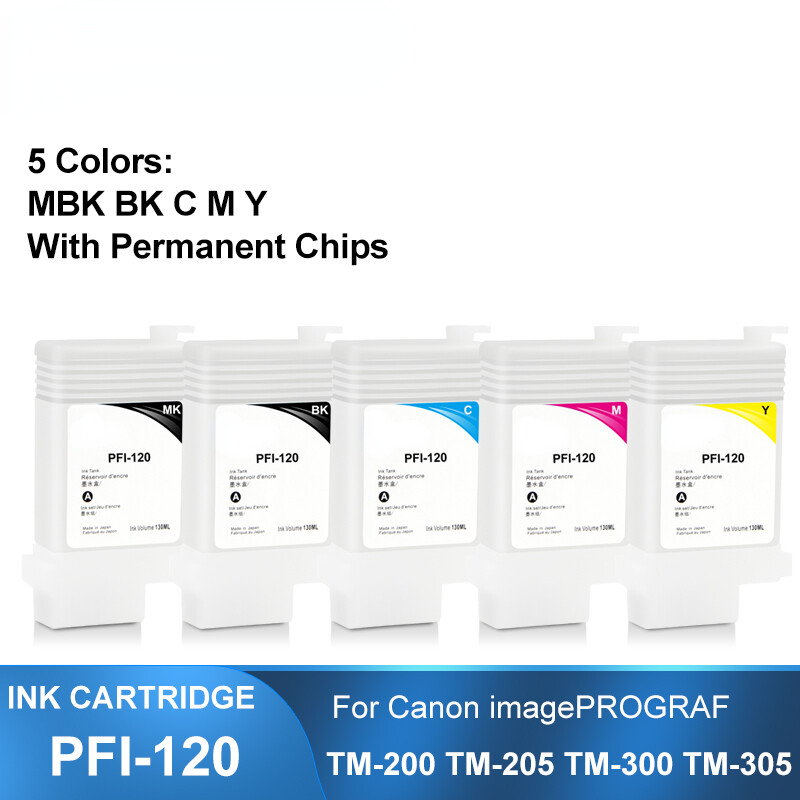 PFI-120 Ink Cartridge With Chips For Canon TM-200TM-205 TM-300 TM-305 5Color/Set