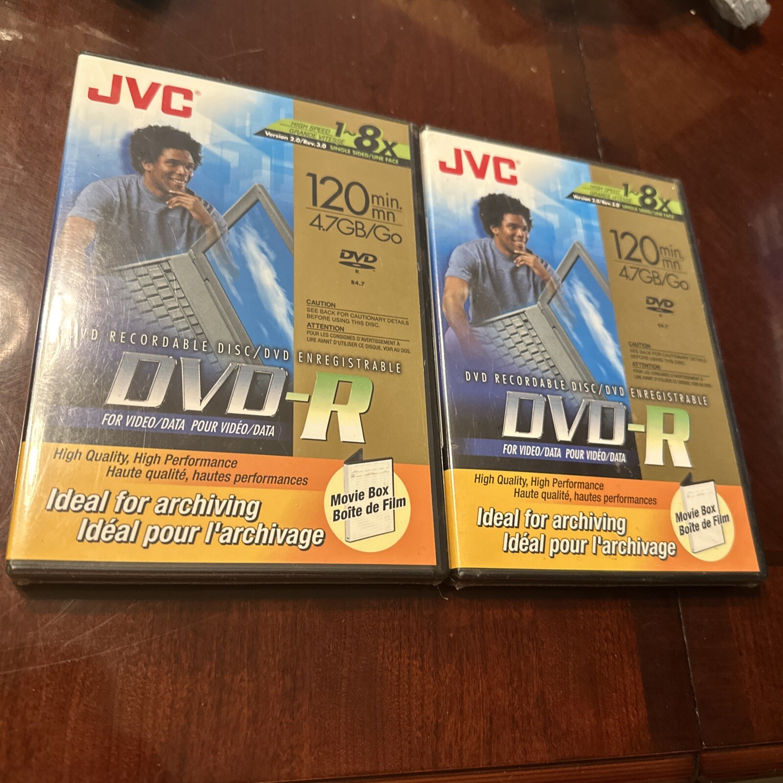JVC DVD-R 4.7GB Lot of 2 New & Sealed Movie Box Recordable Discs Version 2.0