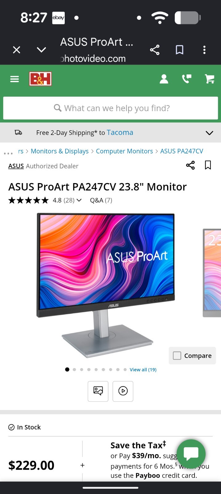 ASUS ProArt PA247CV 23.8" FHD IPS LED Monitor