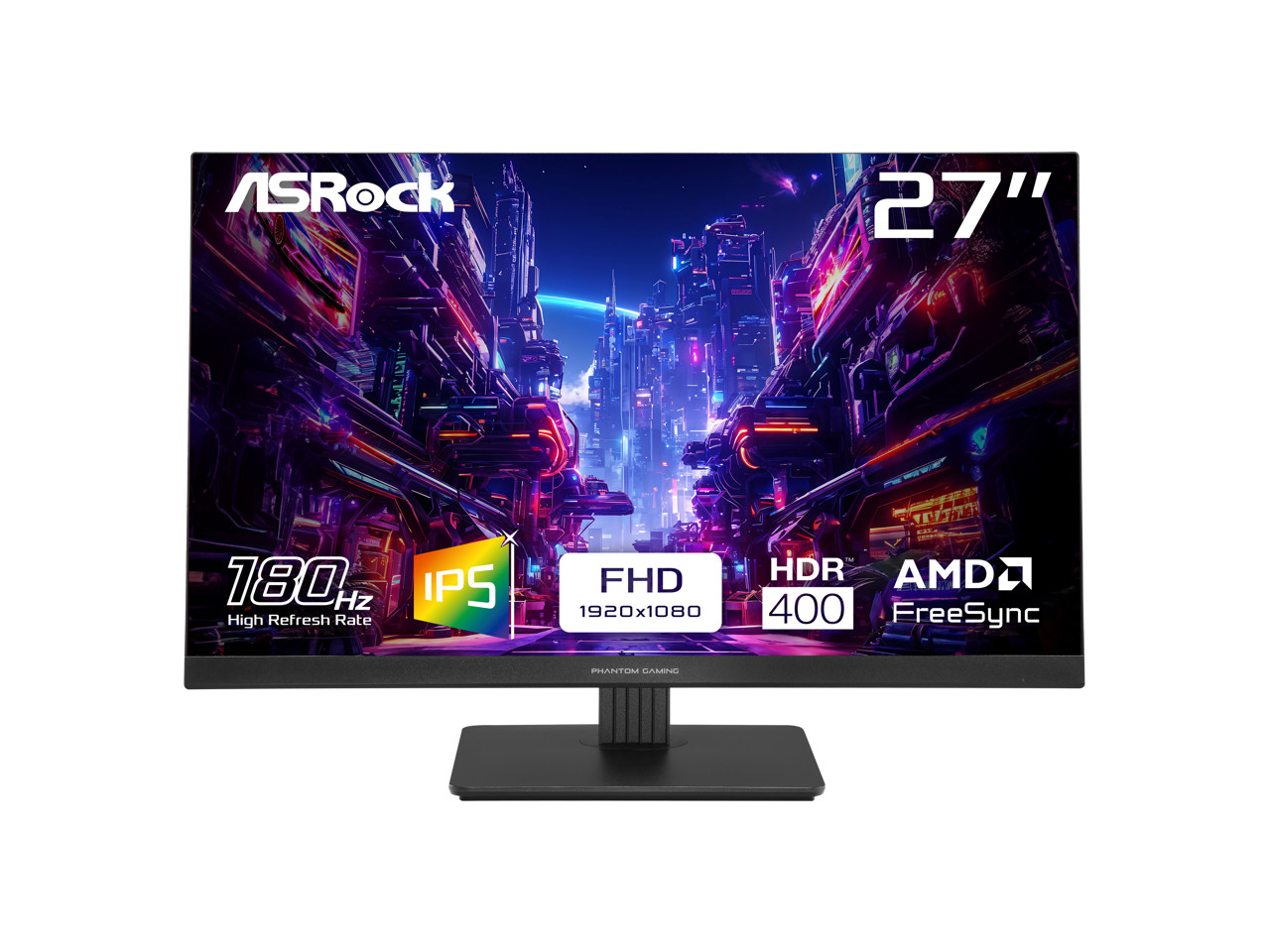 ASRock Phantom Gaming 27" Full HD 180Hz IPS with AMD FreeSync 1ms HDR400 Gaming