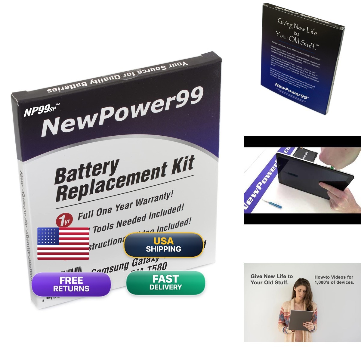 NewPower99 Battery Replacement Kit for Samsung Galaxy Tab A 10.1 SM-T580