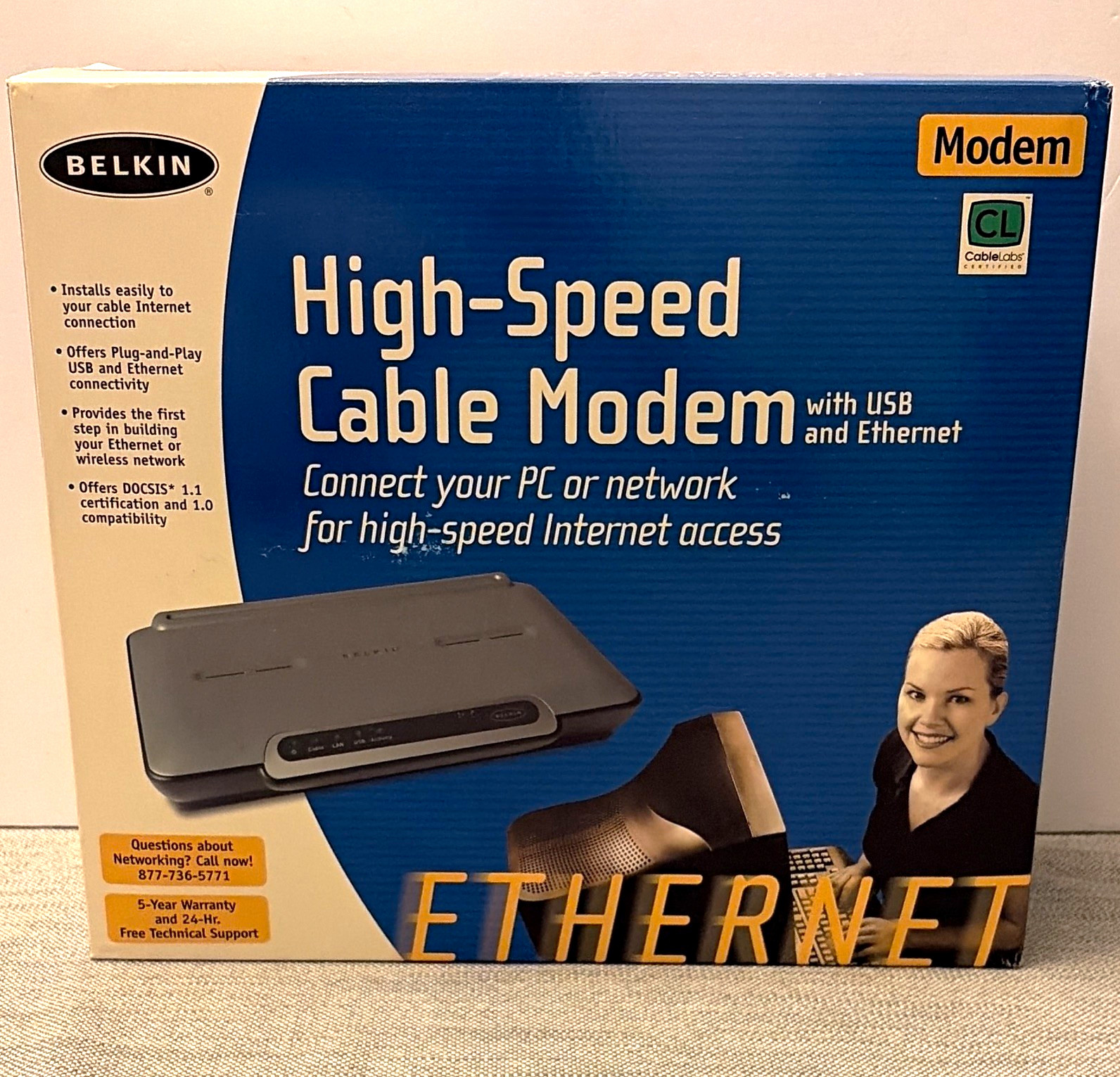 Belkin High-Speed Cable Modem F5D5530-W DOCSIS 1.1 USB/Ethernet 43Mbps