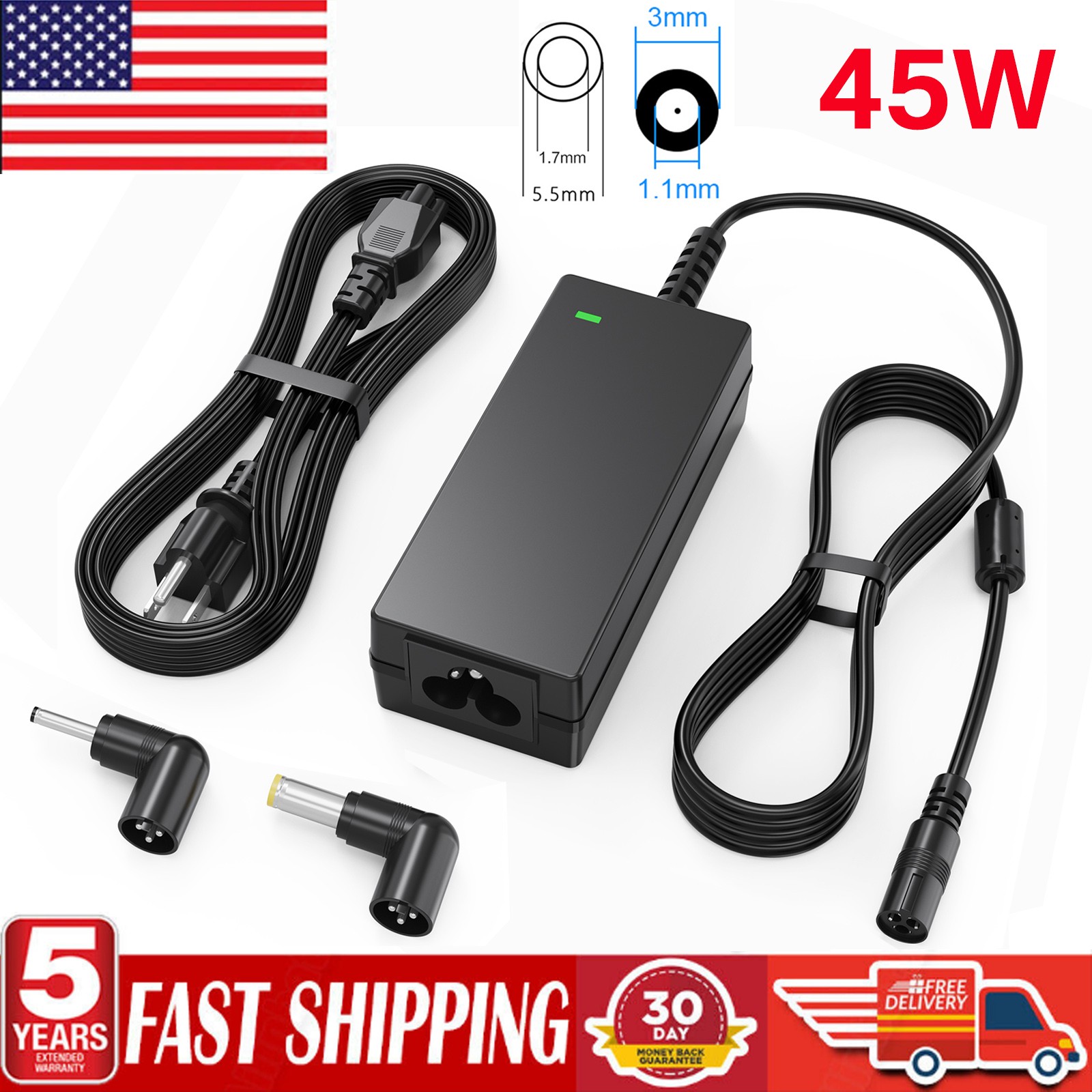 45W 19V 2.37A AC Adapter Charger For Acer TravelMate P214-51 P214-52 P214-53 US