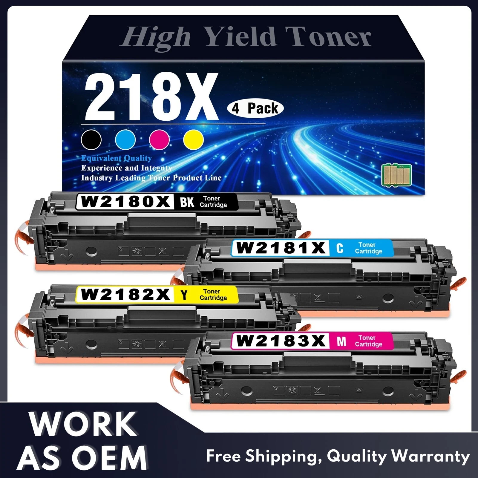 4-Pack 218X Toner Cartridges with Chip Compatible for HP Pro MFP 3301sdw 3301fdw