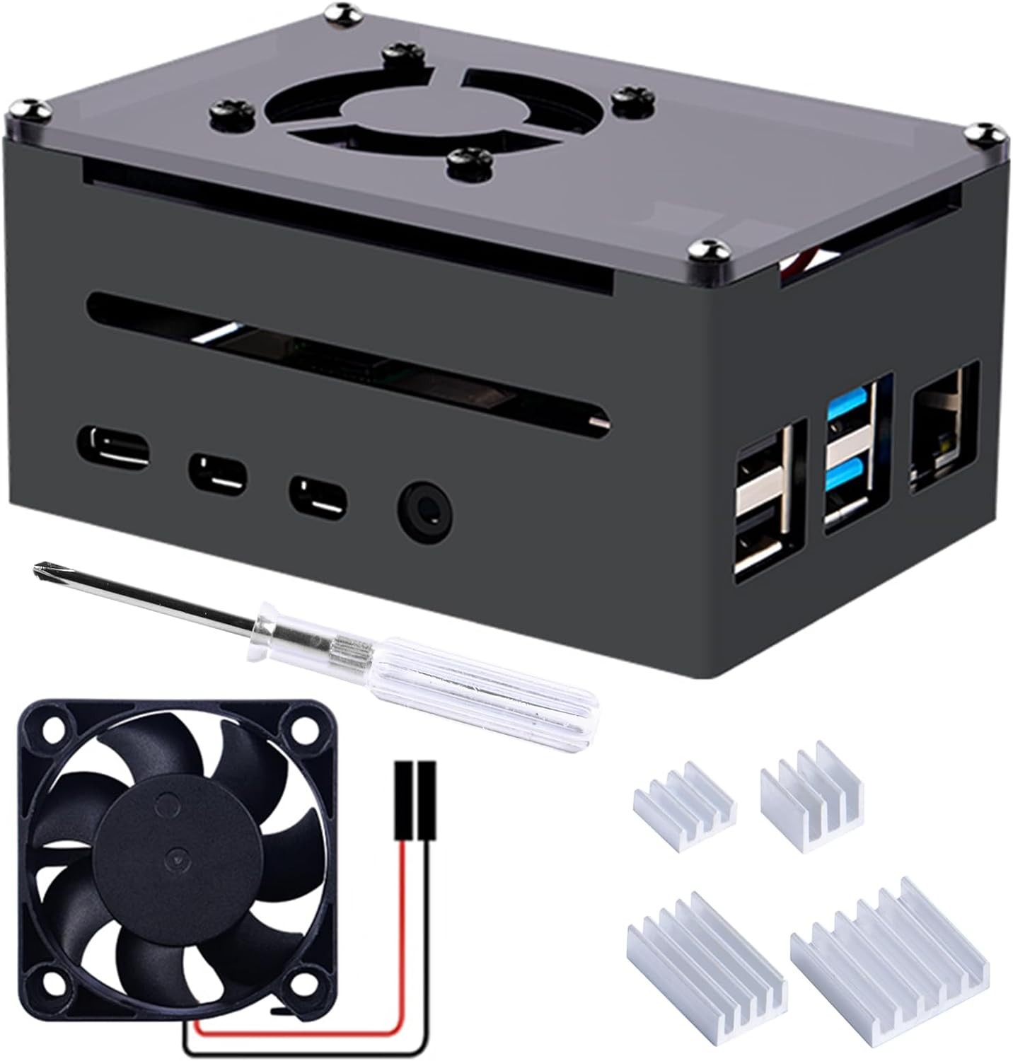 GeeekPi Case for Raspberry Pi 4, Pi 4 Aluminum Case with Fan, Pi 4 Heatsink for 