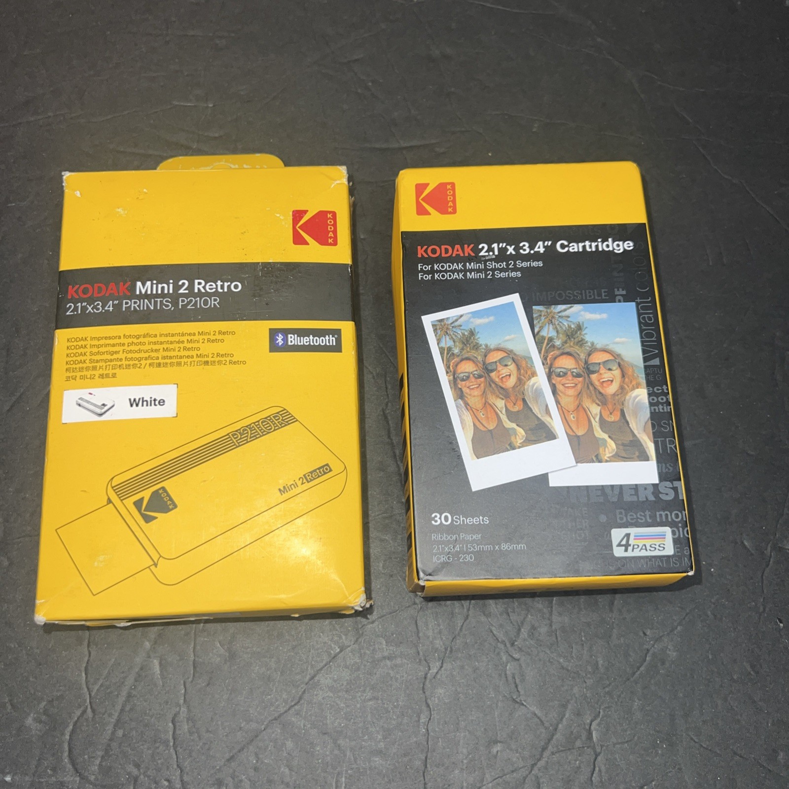 Kodak Mini 2 Retro Photo Printer + 30 Sheet Cartridge White Bundle
