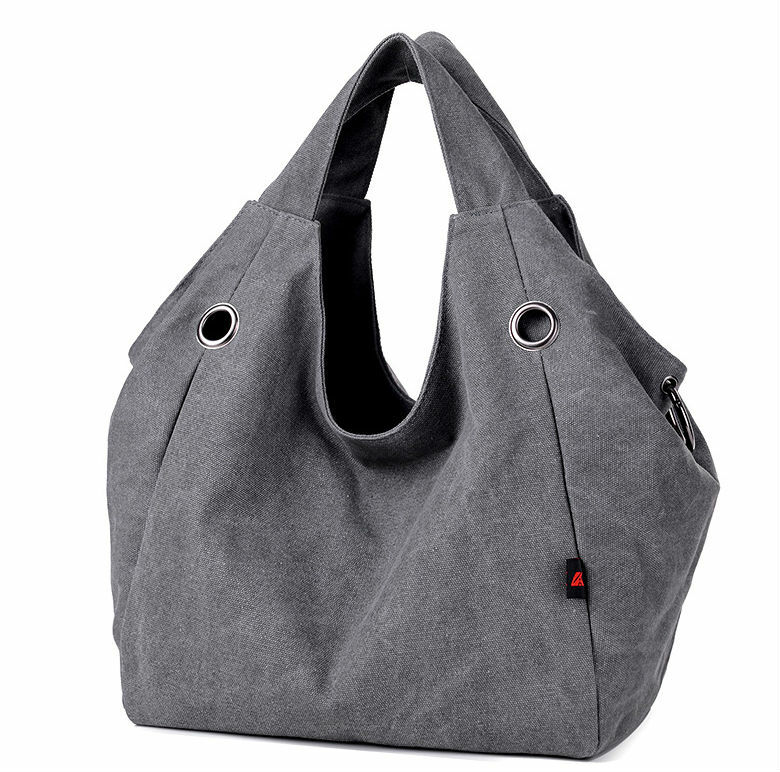 Ladies Handbag Canvas GRAY - H 12" x W 9.5" x D 6" - Perfect Gift 