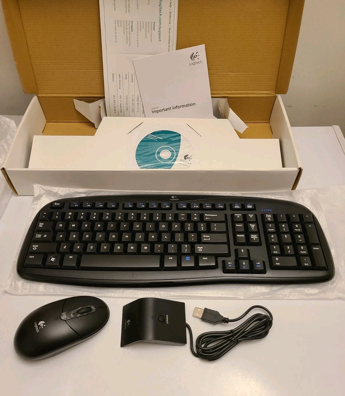 NEW LOGITECH EX100 WIRELESS KEYBOARD WITH MOUSE
